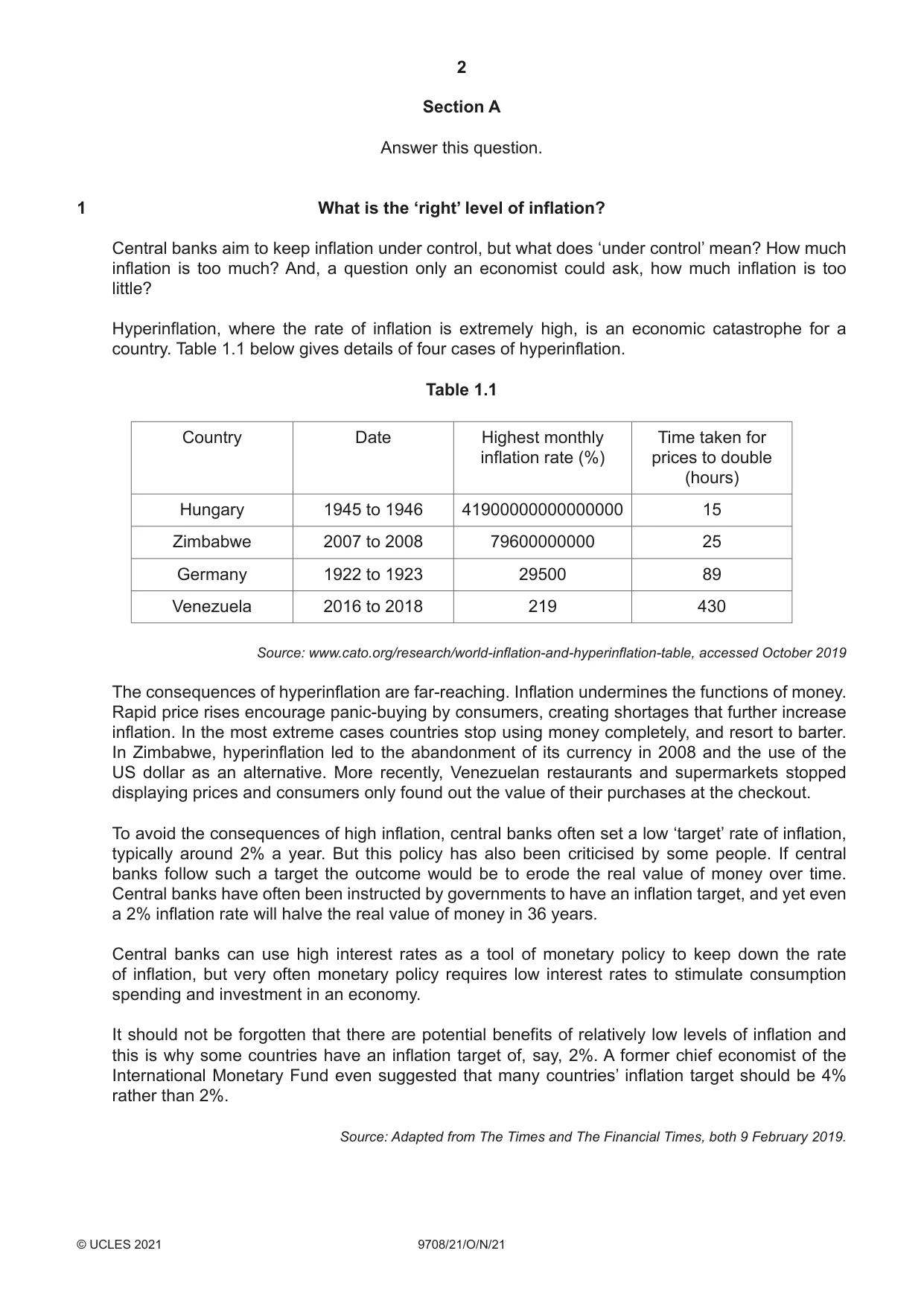 Cambridge A Level Economics 9708 2021 Oct/Nov Paper 2 · Variant 1 question paper, page 2 of 4
