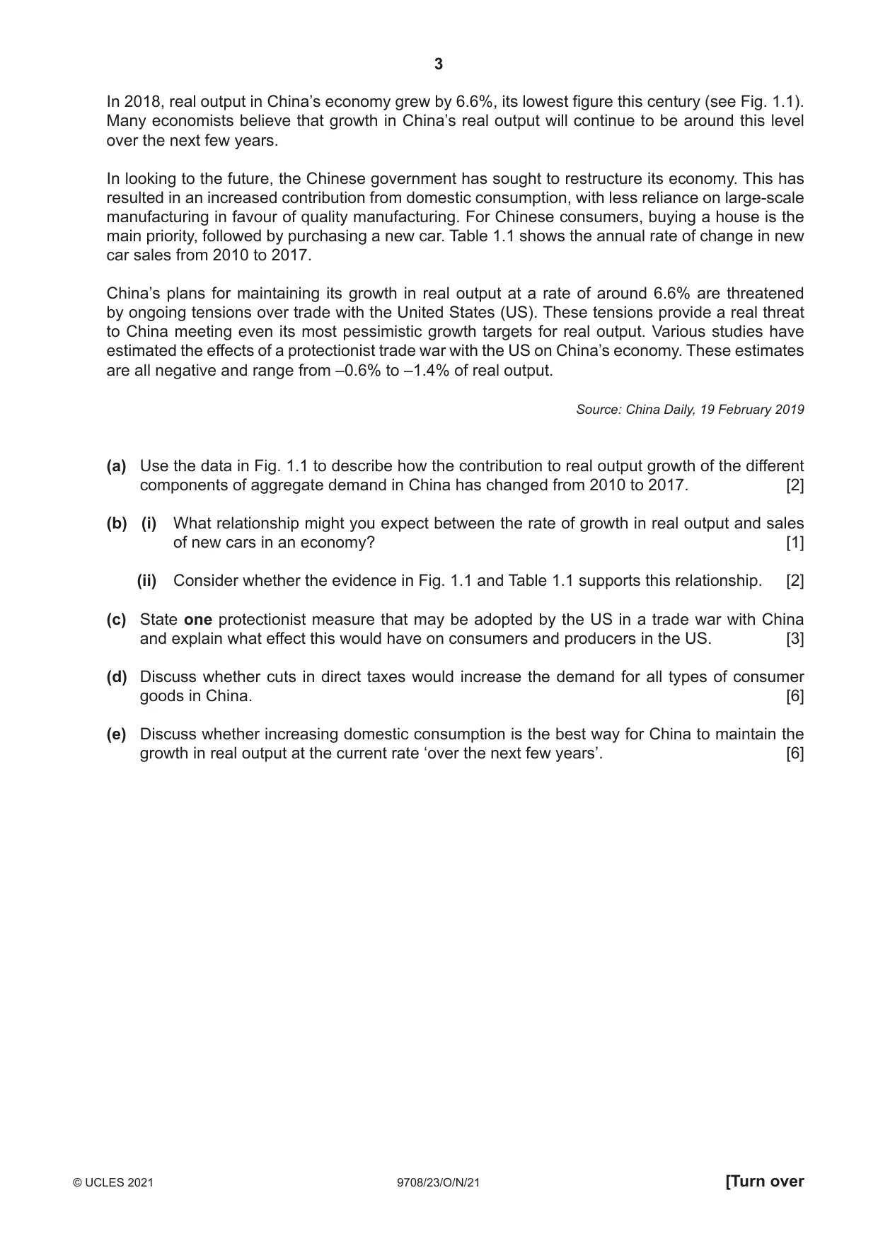 Cambridge A Level Economics 9708 2021 Oct/Nov Paper 2 · Variant 3 question paper, page 3 of 4