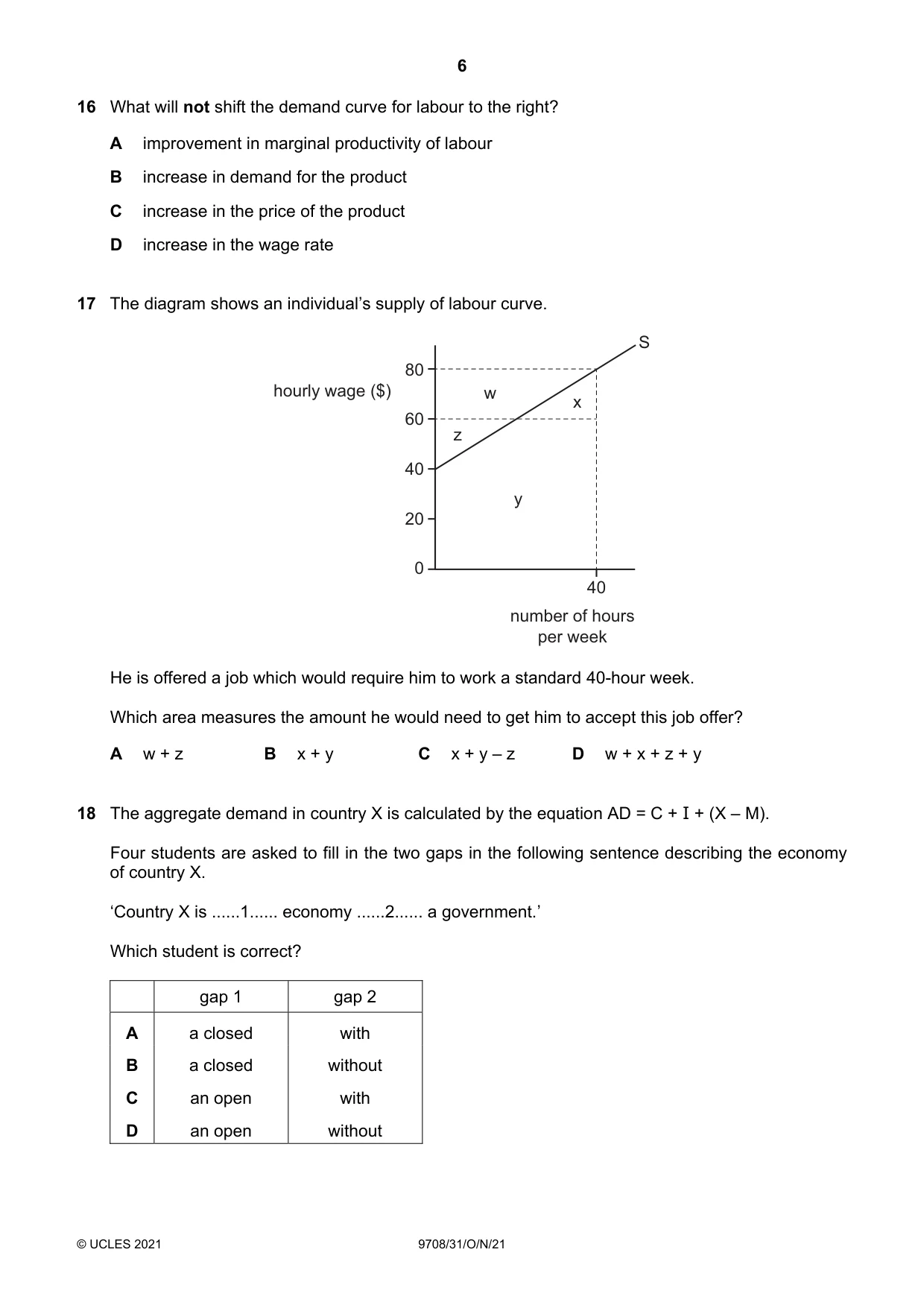 Cambridge A Level Economics 9708 2021 Oct/Nov Paper 3 · Variant 1 question paper, page 6 of 12
