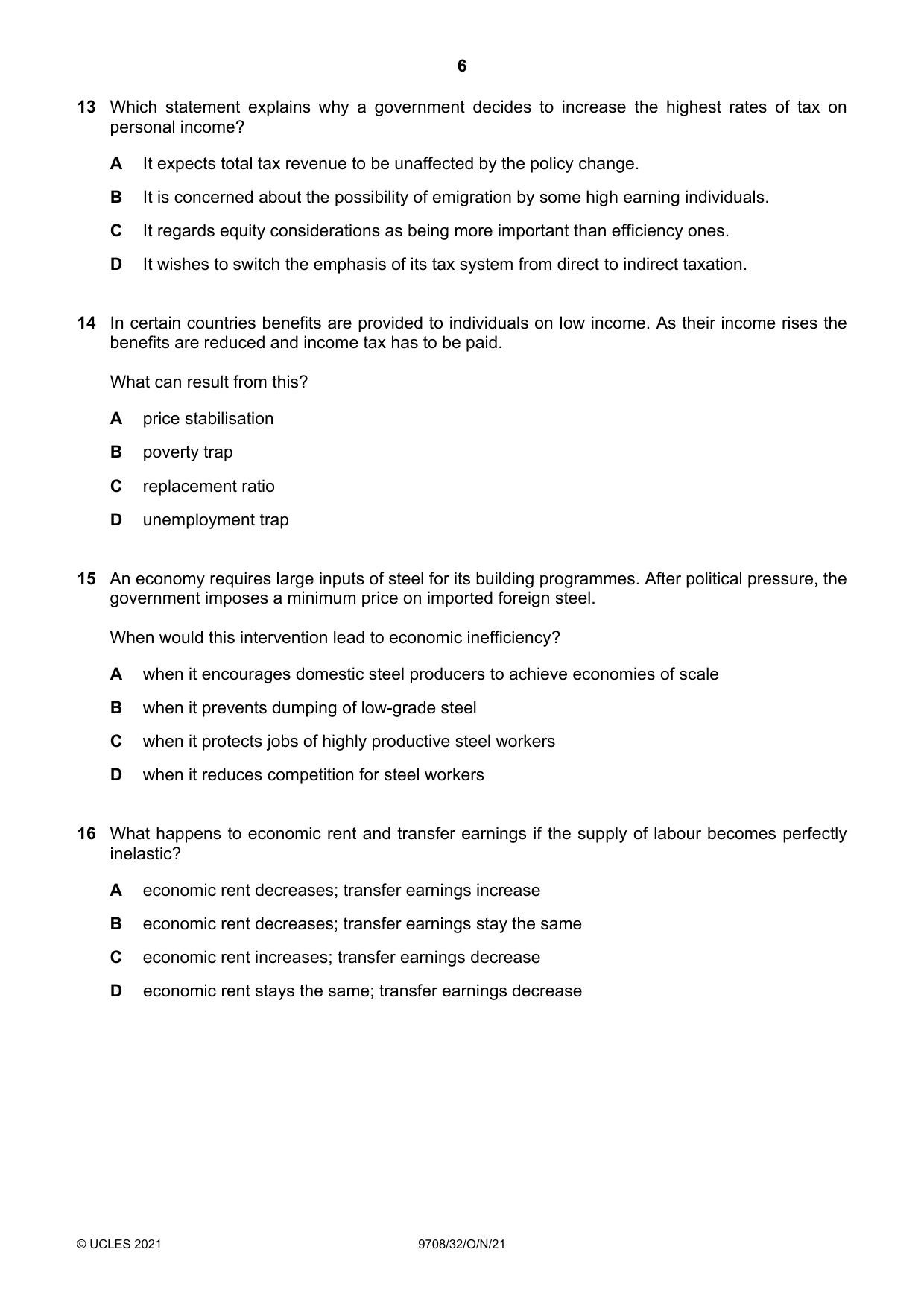 Cambridge A Level Economics 9708 2021 Oct/Nov Paper 3 · Variant 2 question paper, page 6 of 12