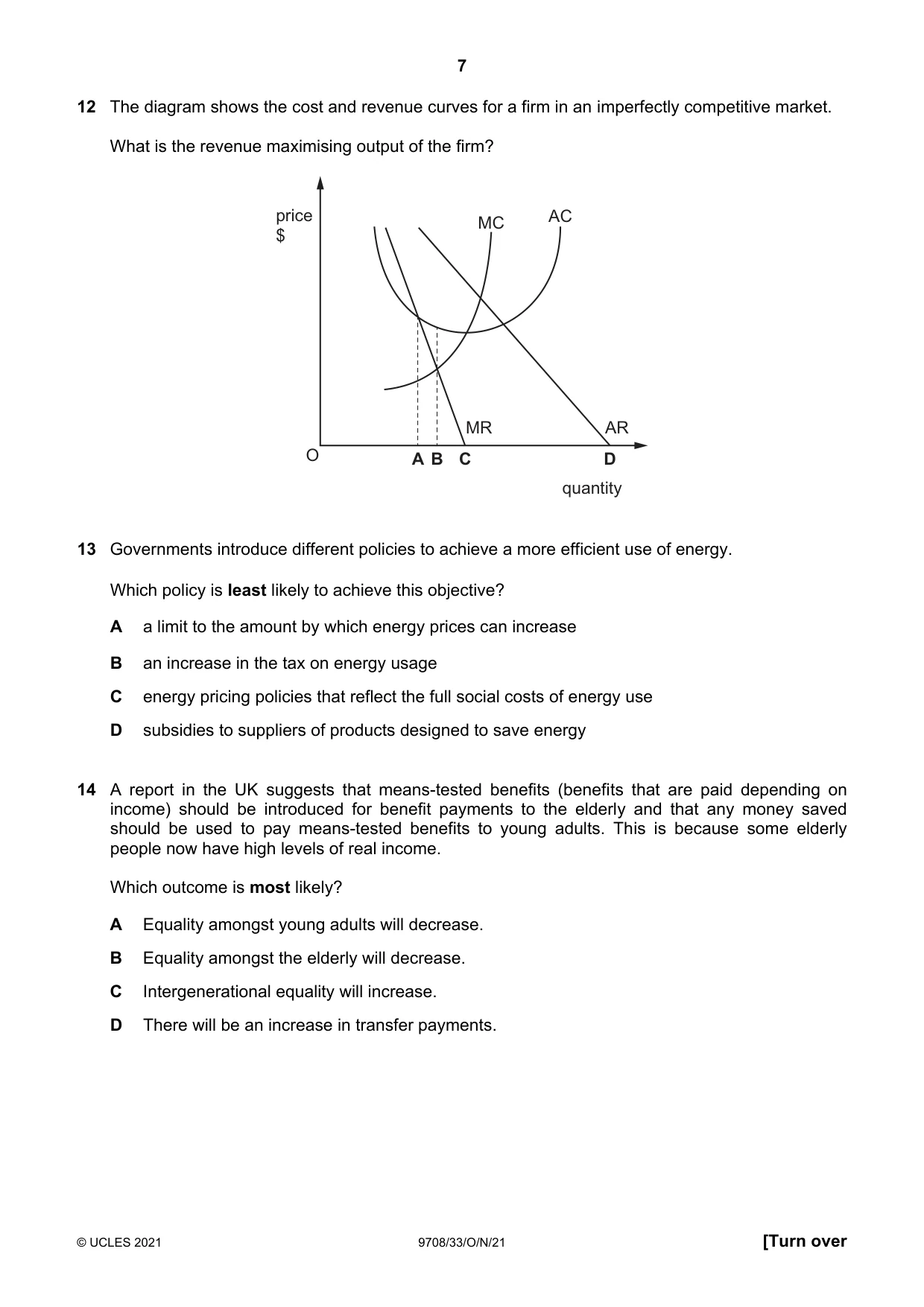 Cambridge A Level Economics 9708 2021 Oct/Nov Paper 3 · Variant 3 question paper, page 7 of 12