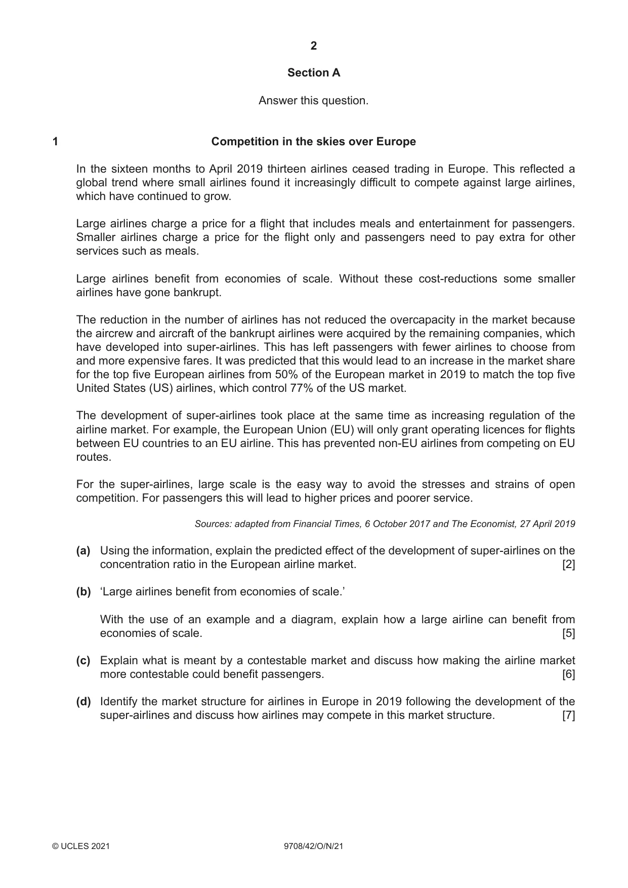 Cambridge A Level Economics 9708 2021 Oct/Nov Paper 4 · Variant 2 question paper, page 2 of 4