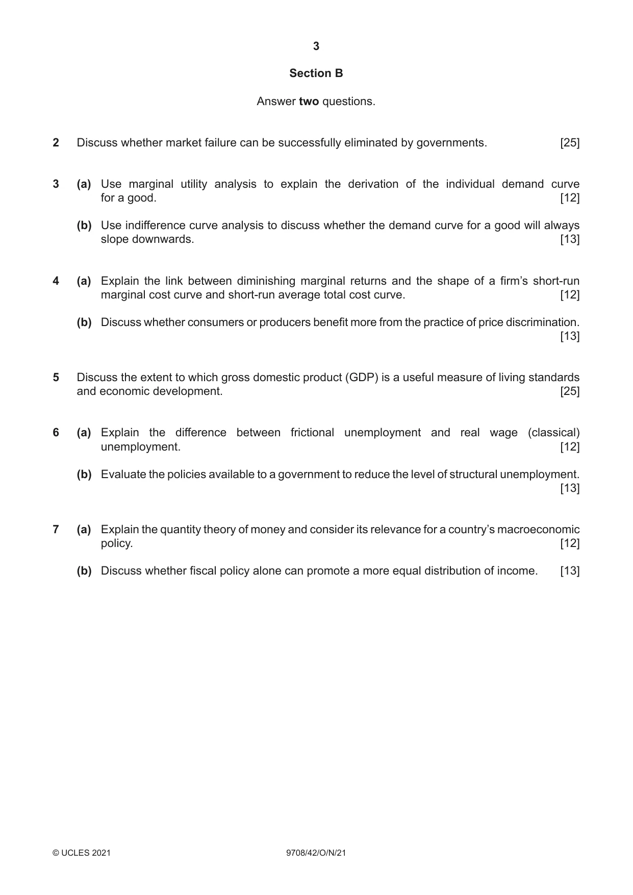 Cambridge A Level Economics 9708 2021 Oct/Nov Paper 4 · Variant 2 question paper, page 3 of 4