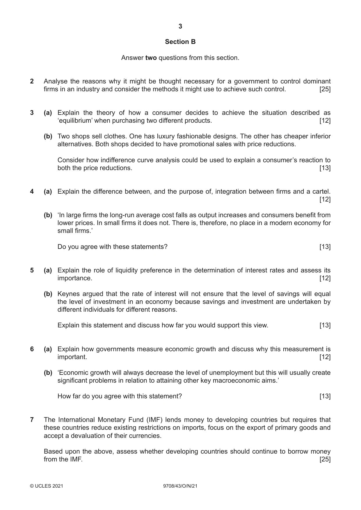 Cambridge A Level Economics 9708 2021 Oct/Nov Paper 4 · Variant 3 question paper, page 3 of 4