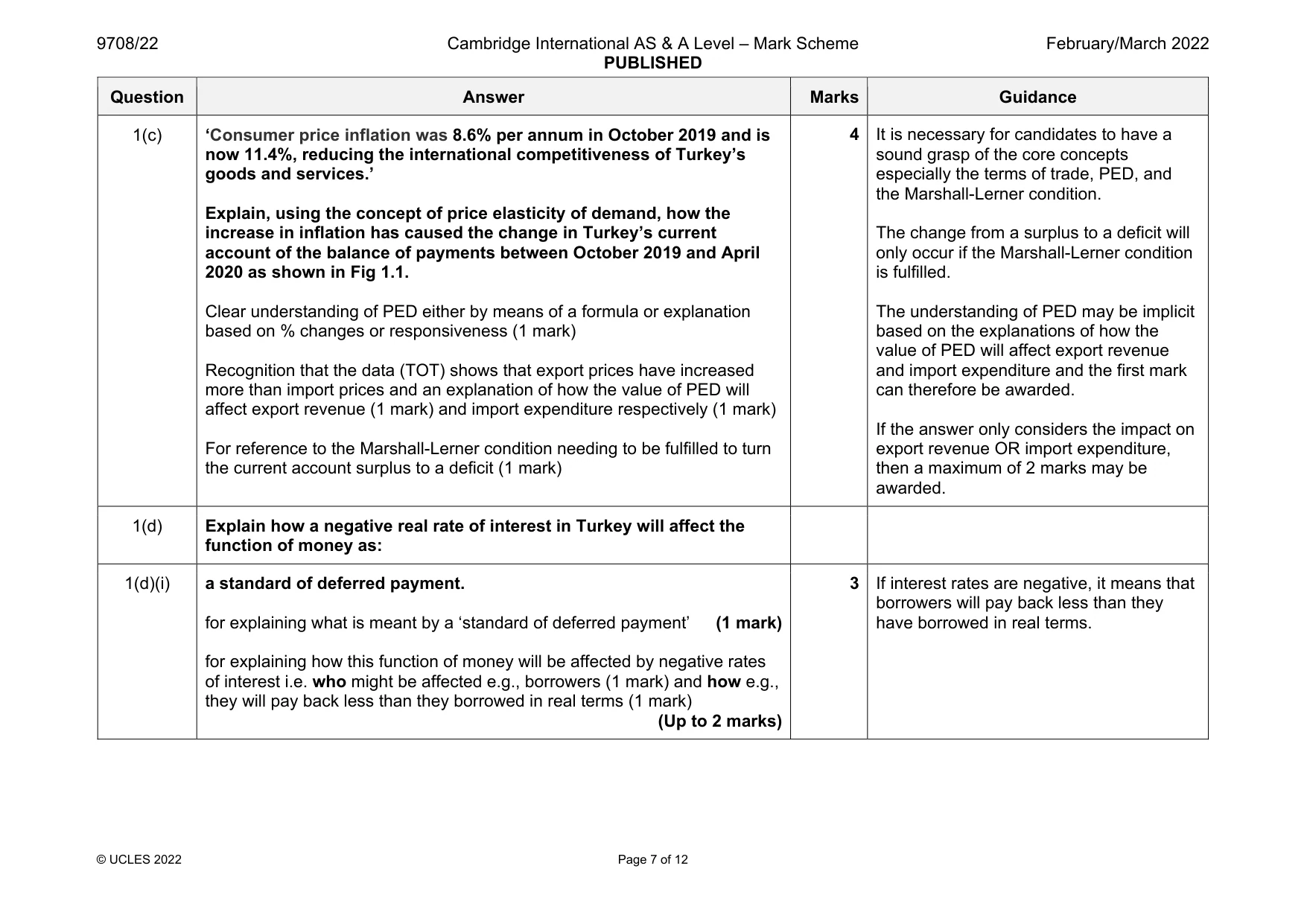 Mark scheme, page 7 of 12