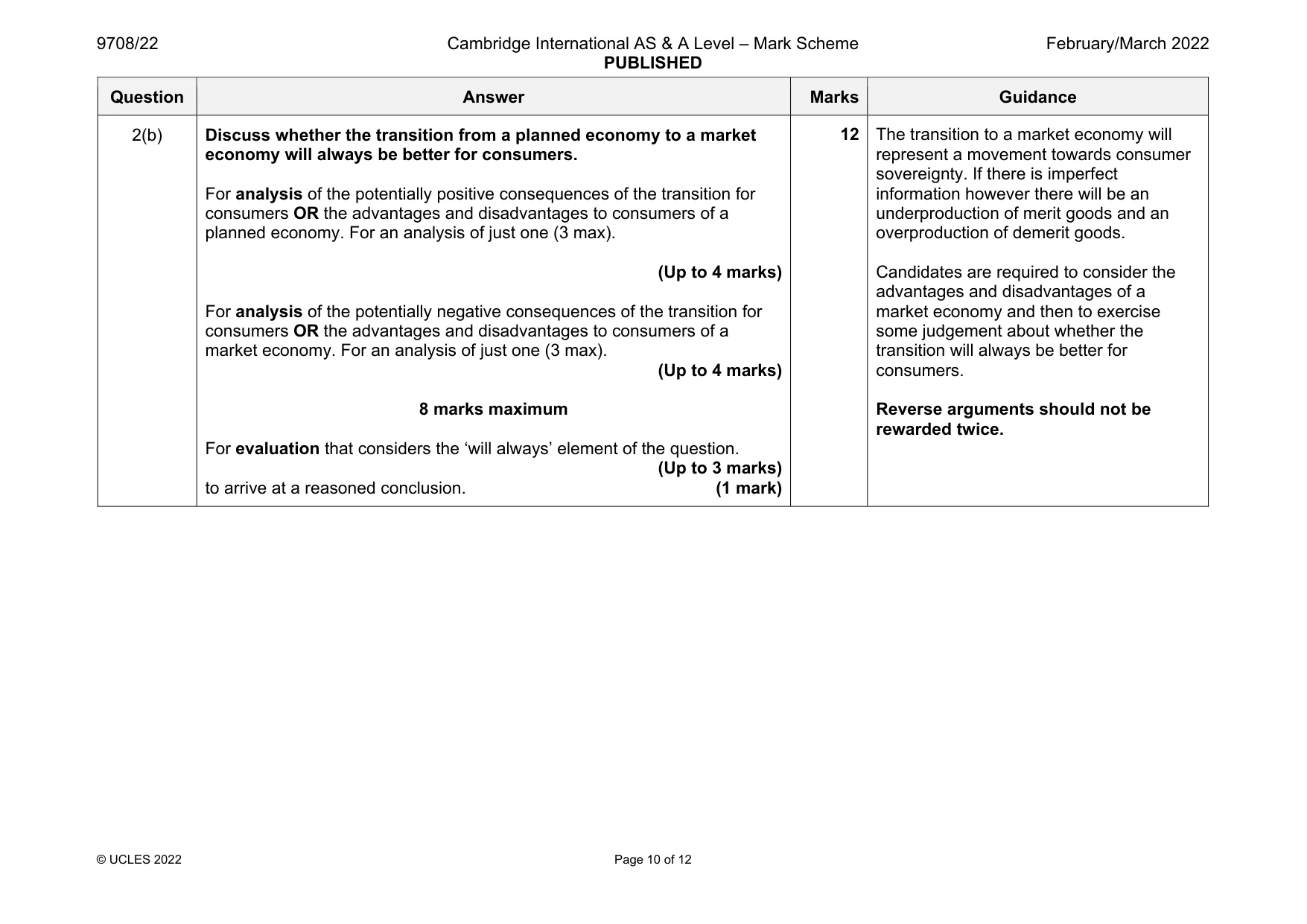 Mark scheme, page 10 of 12