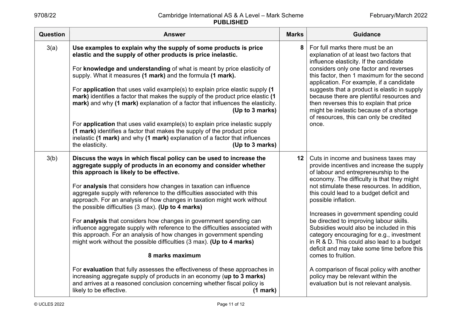 Mark scheme, page 11 of 12