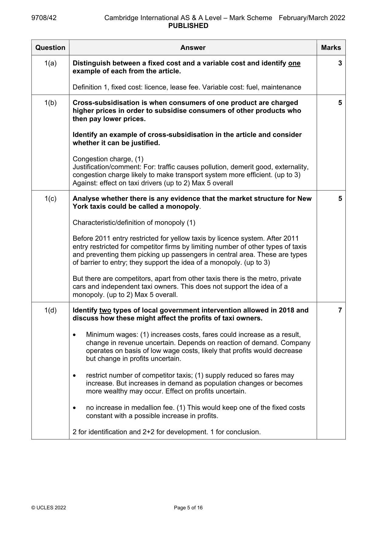 Mark scheme, page 5 of 16