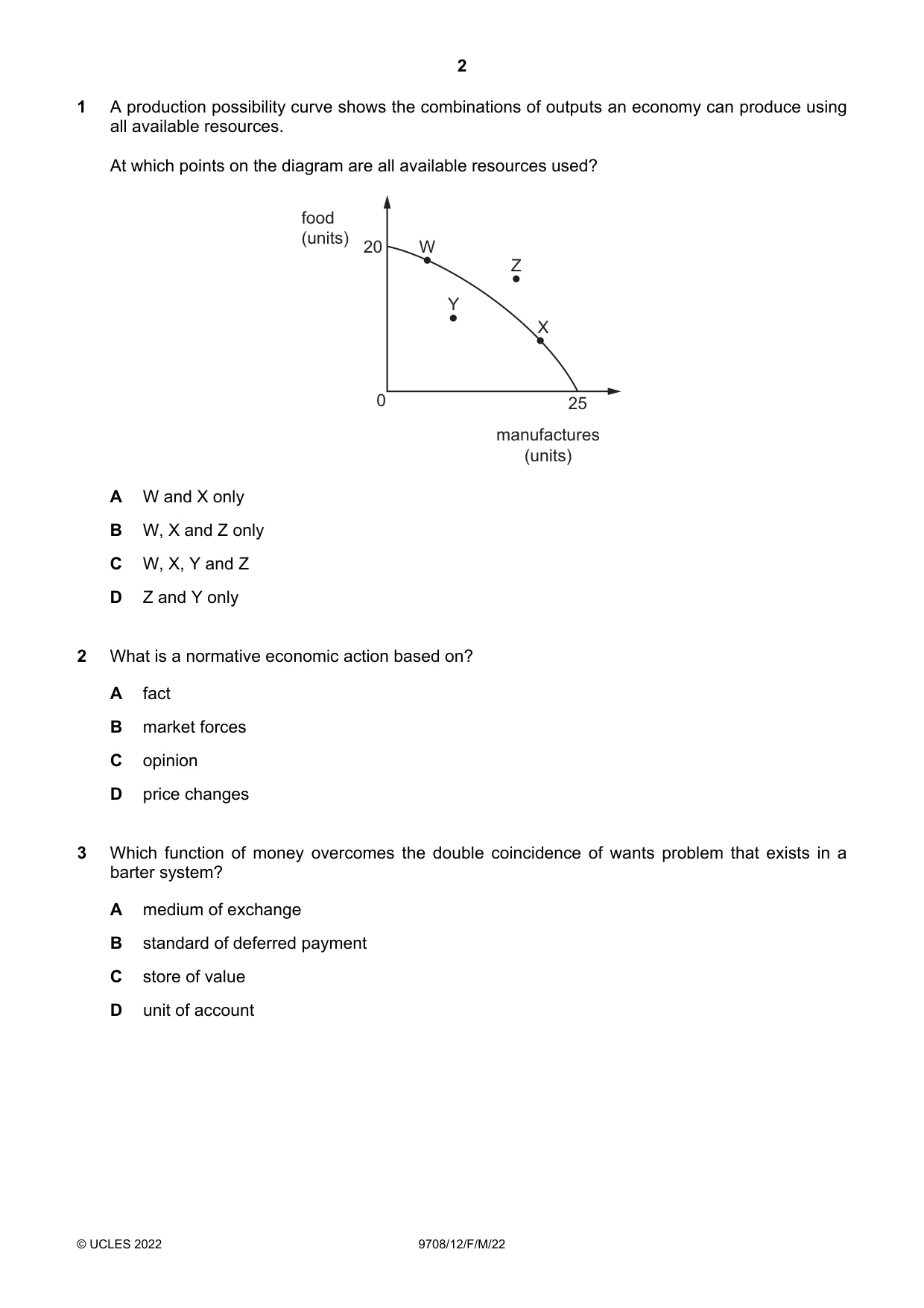 Cambridge A Level Economics 9708 2022 Feb/March Paper 1 · Variant 2 question paper, page 2 of 12