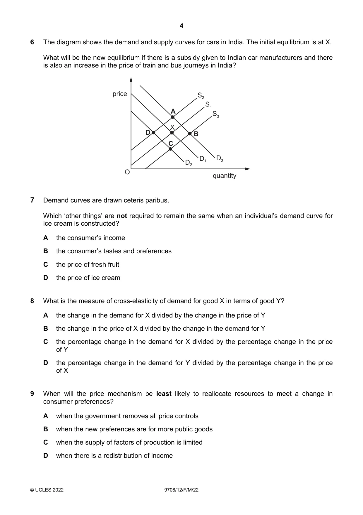 Cambridge A Level Economics 9708 2022 Feb/March Paper 1 · Variant 2 question paper, page 4 of 12