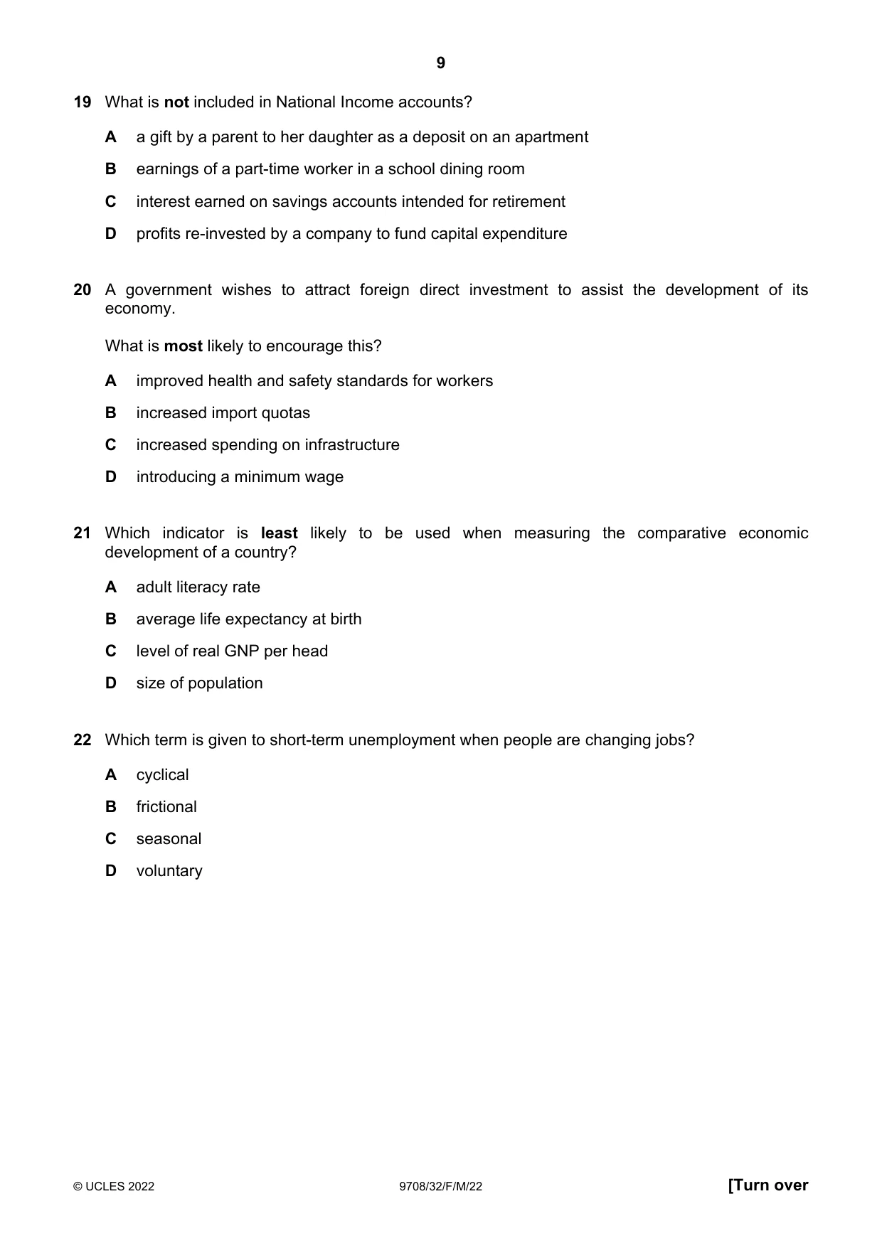 Cambridge A Level Economics 9708 2022 Feb/March Paper 3 · Variant 2 question paper, page 9 of 12