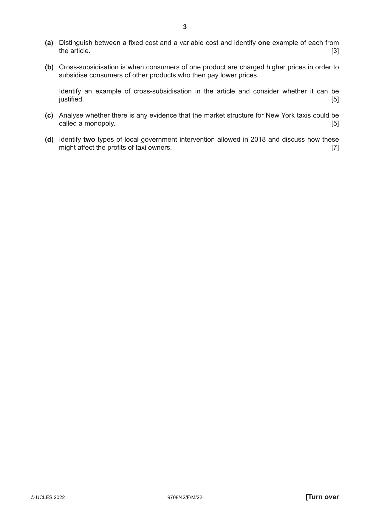 Cambridge A Level Economics 9708 2022 Feb/March Paper 4 · Variant 2 question paper, page 3 of 4