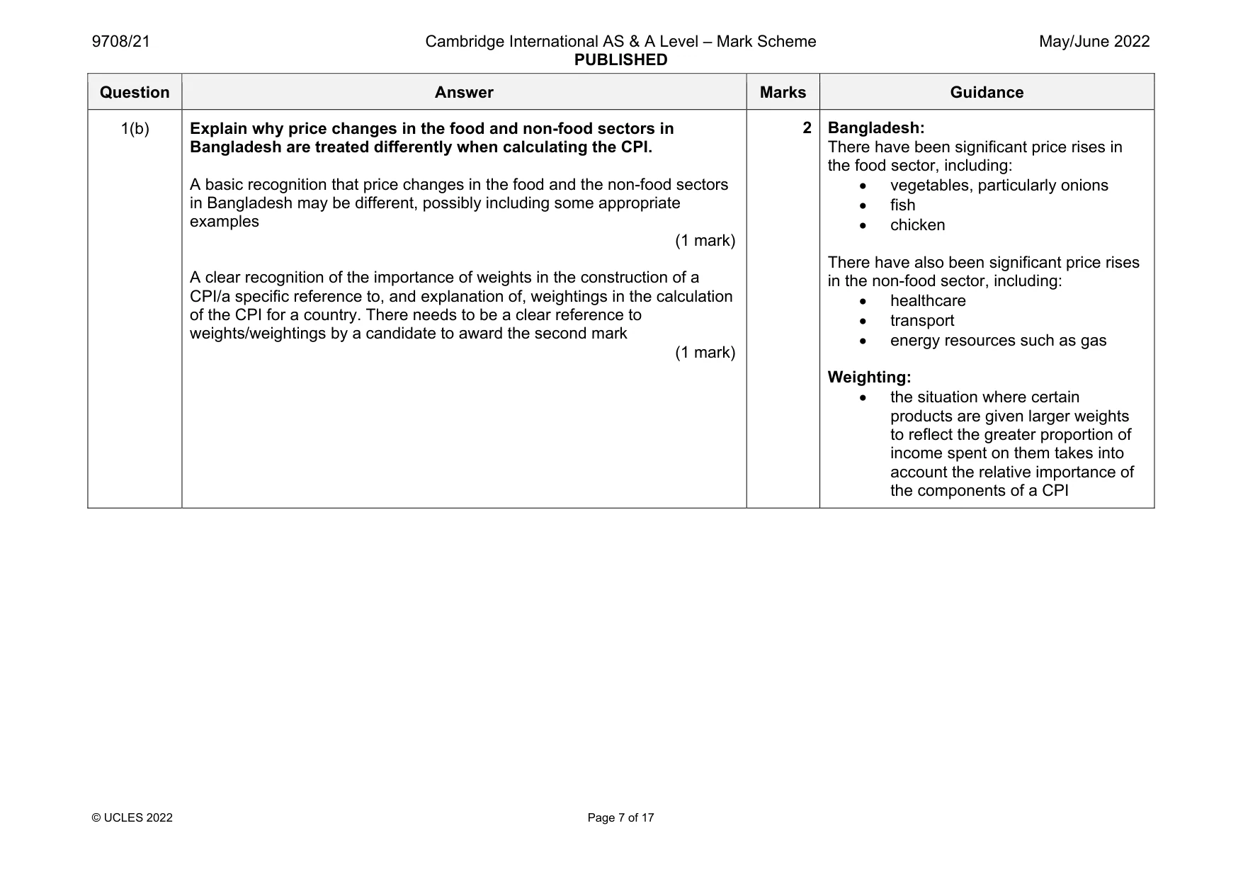Mark scheme, page 7 of 17
