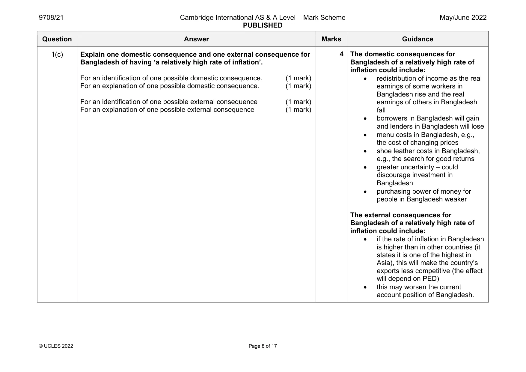 Mark scheme, page 8 of 17