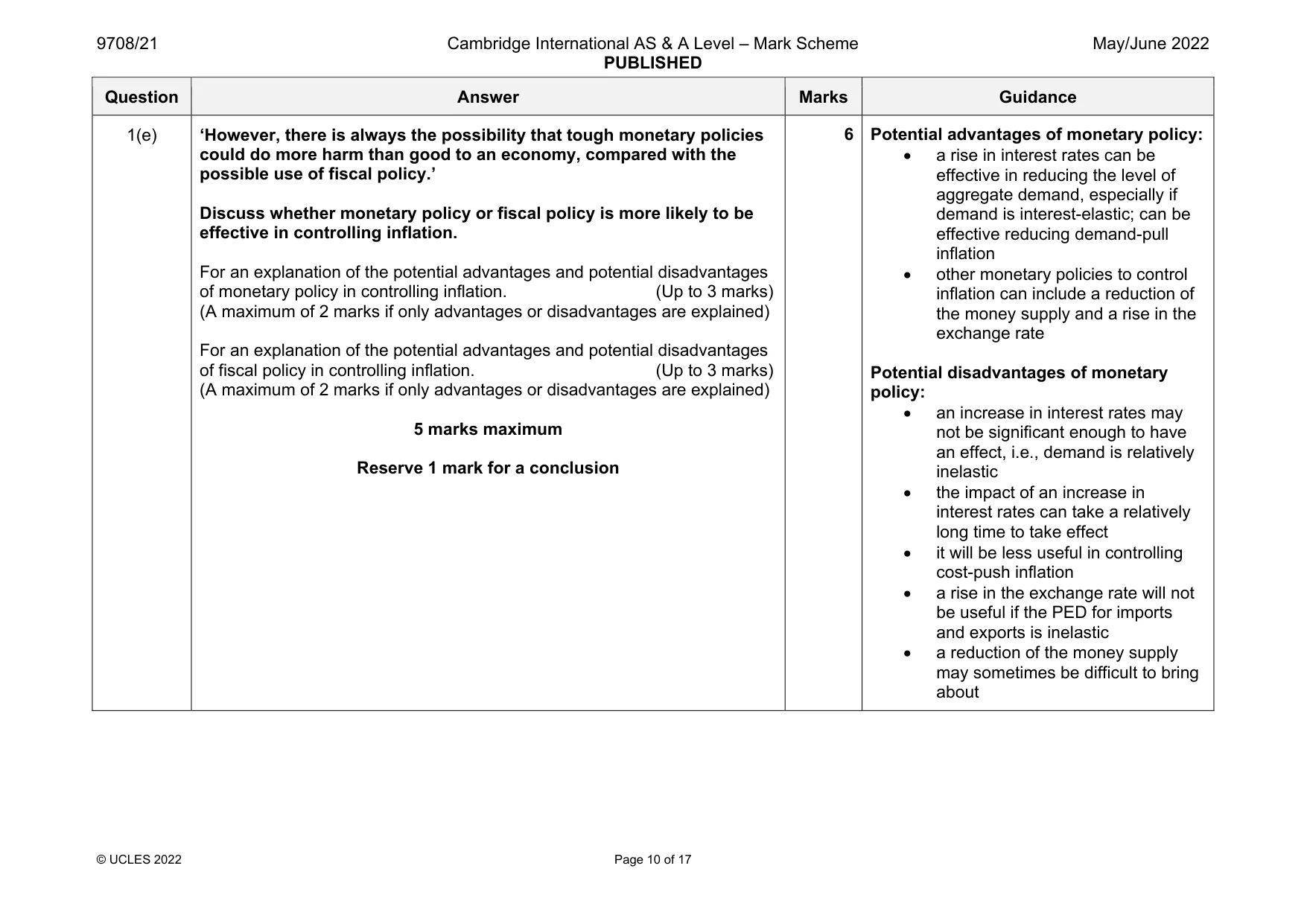 Mark scheme, page 10 of 17