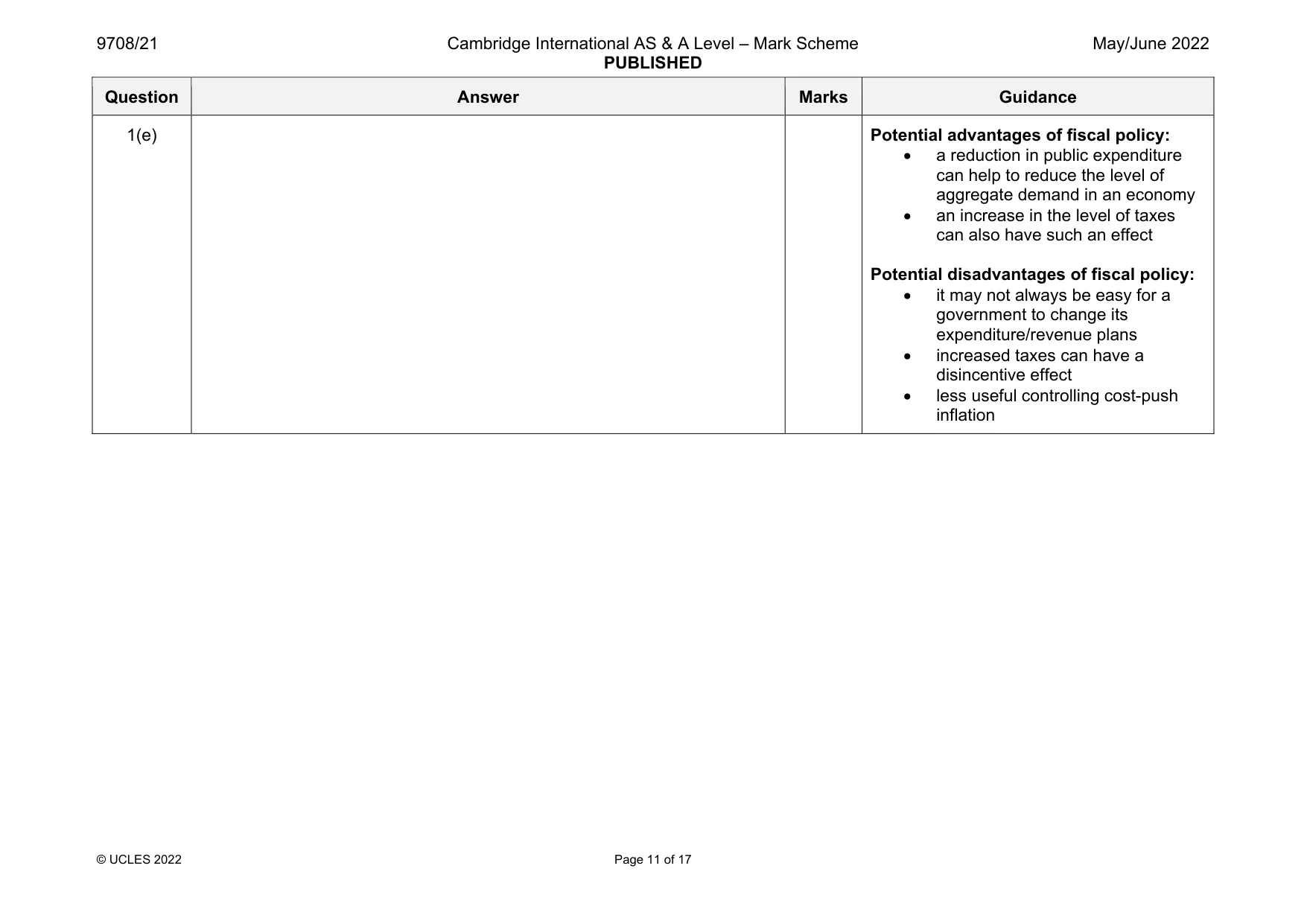 Mark scheme, page 11 of 17