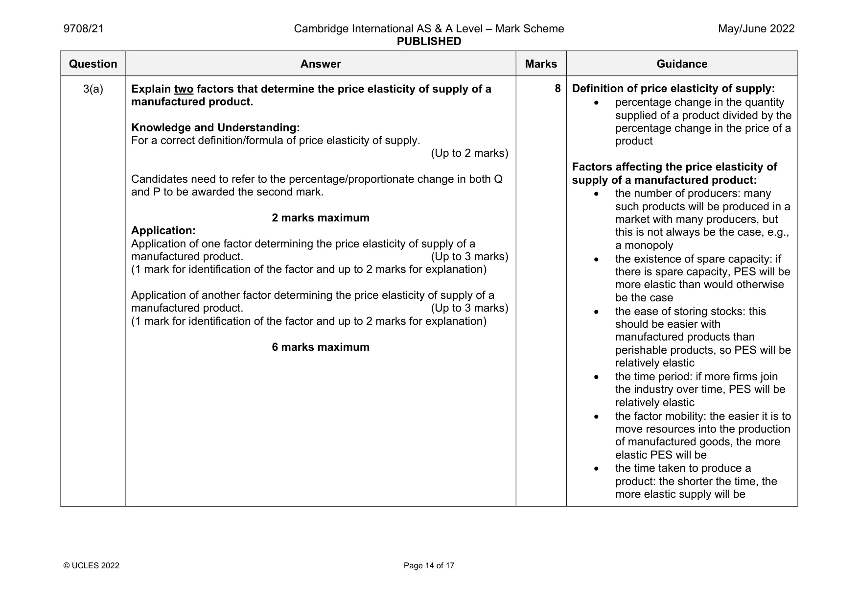 Mark scheme, page 14 of 17