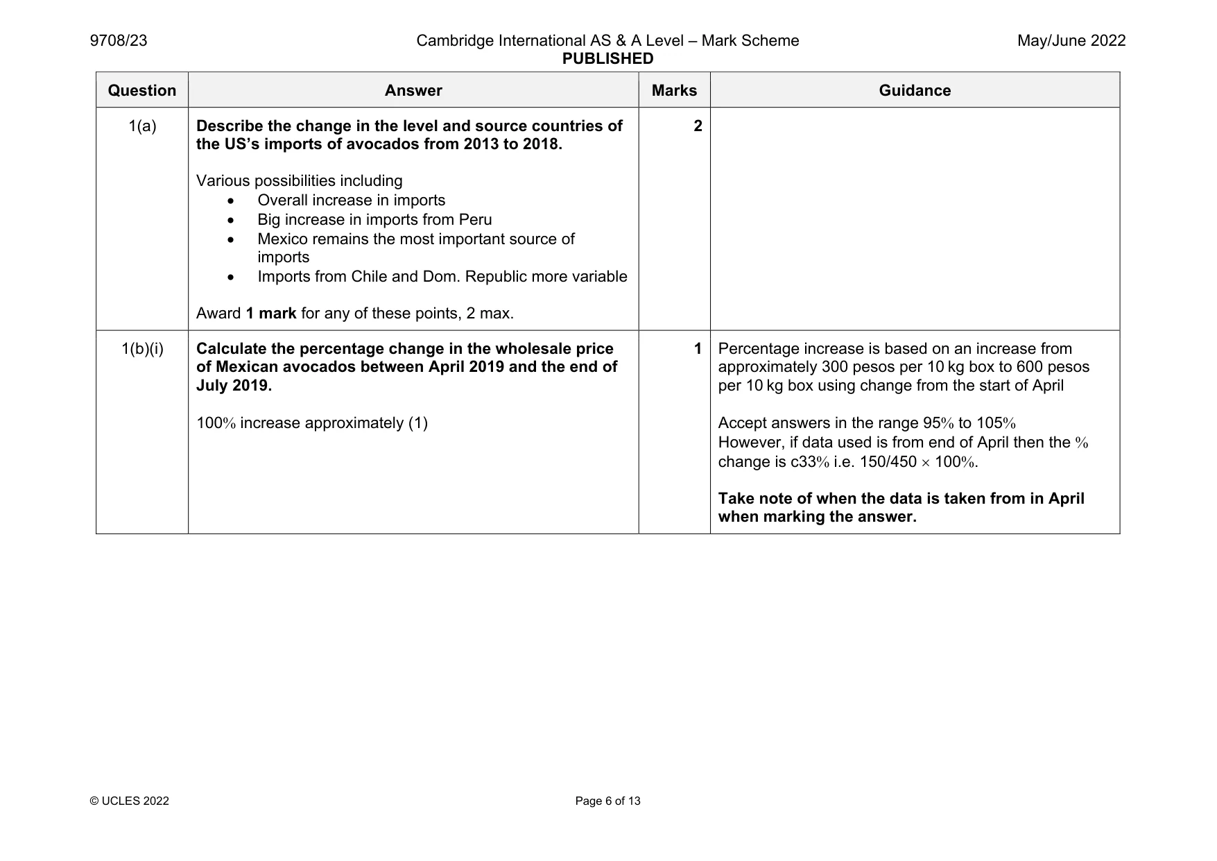 Mark scheme, page 6 of 13