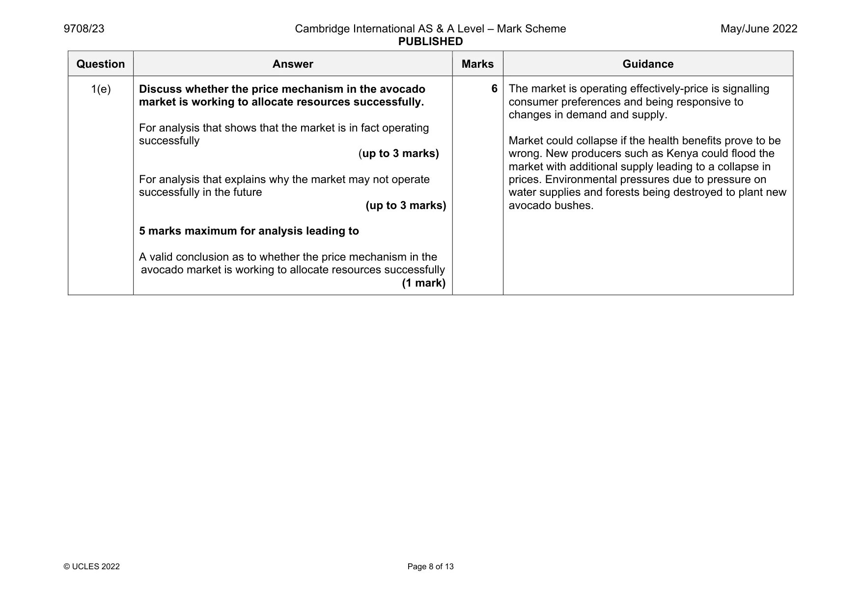 Mark scheme, page 8 of 13