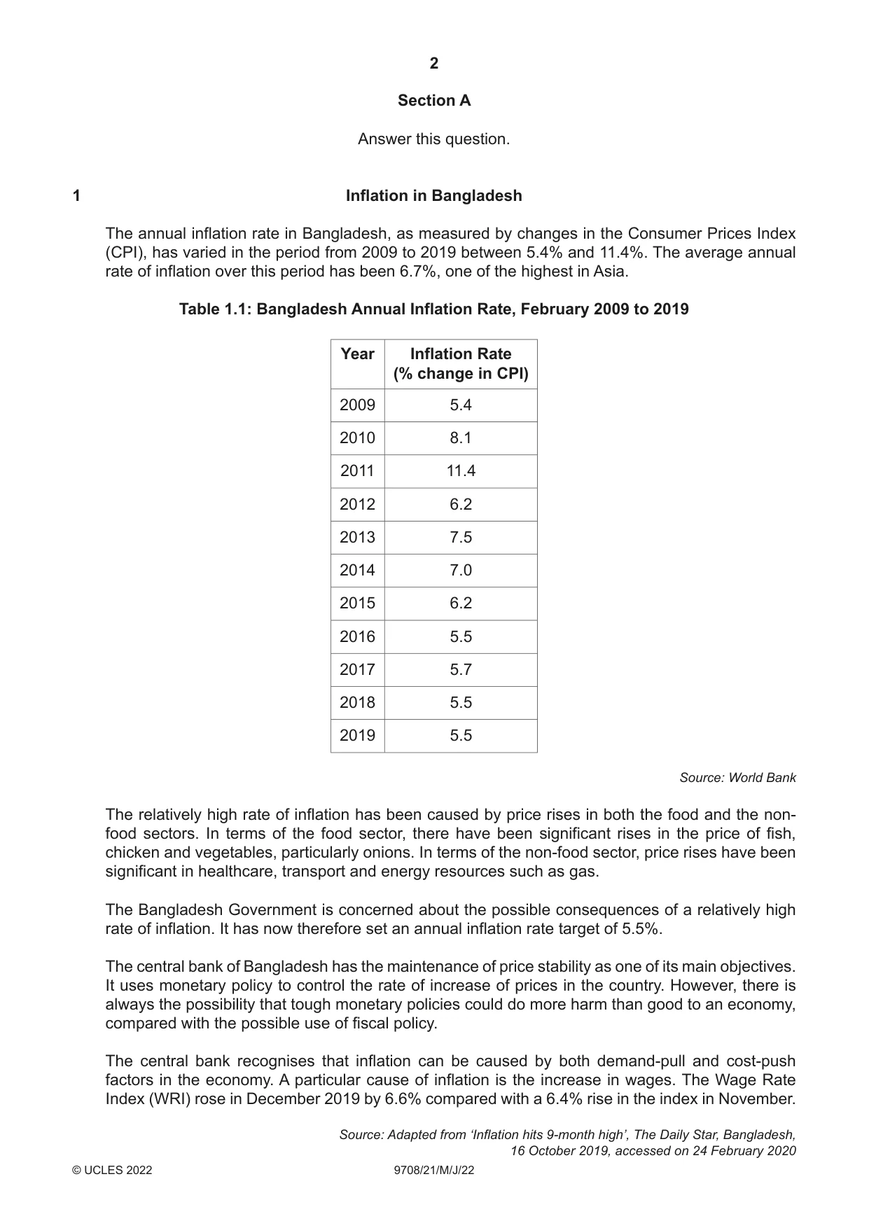 Cambridge A Level Economics 9708 2022 May/June Paper 2 · Variant 1 question paper, page 2 of 4