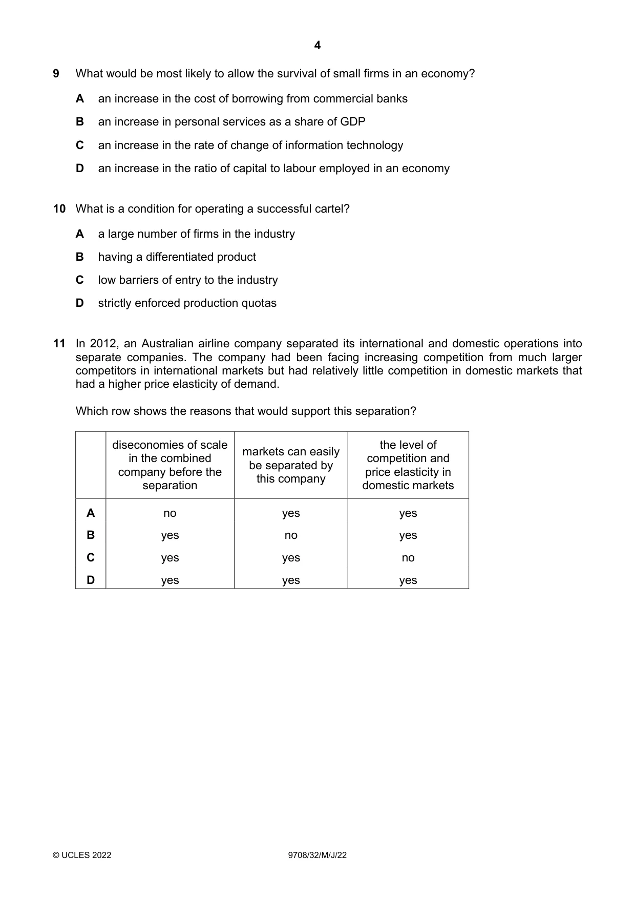 Cambridge A Level Economics 9708 2022 May/June Paper 3 · Variant 2 question paper, page 4 of 12