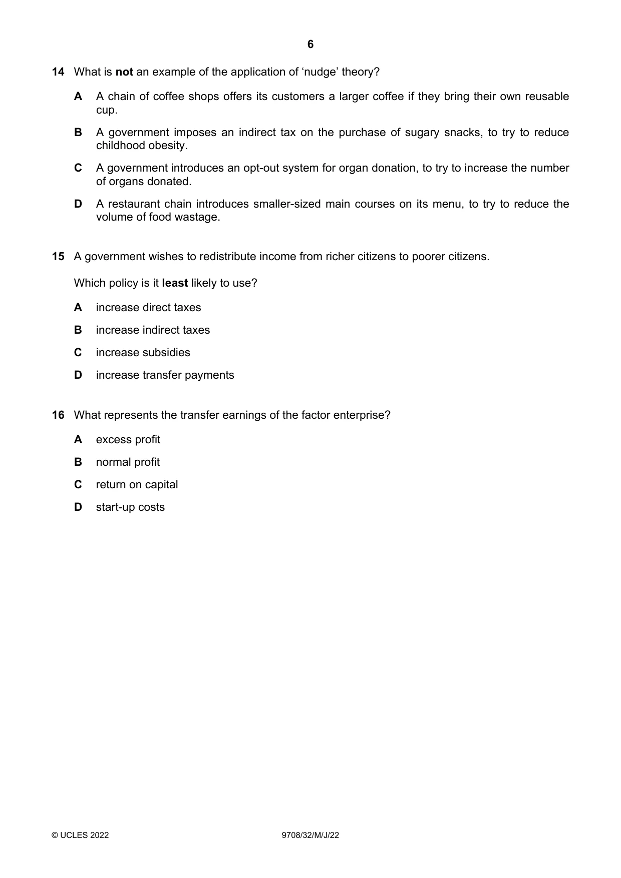 Cambridge A Level Economics 9708 2022 May/June Paper 3 · Variant 2 question paper, page 6 of 12