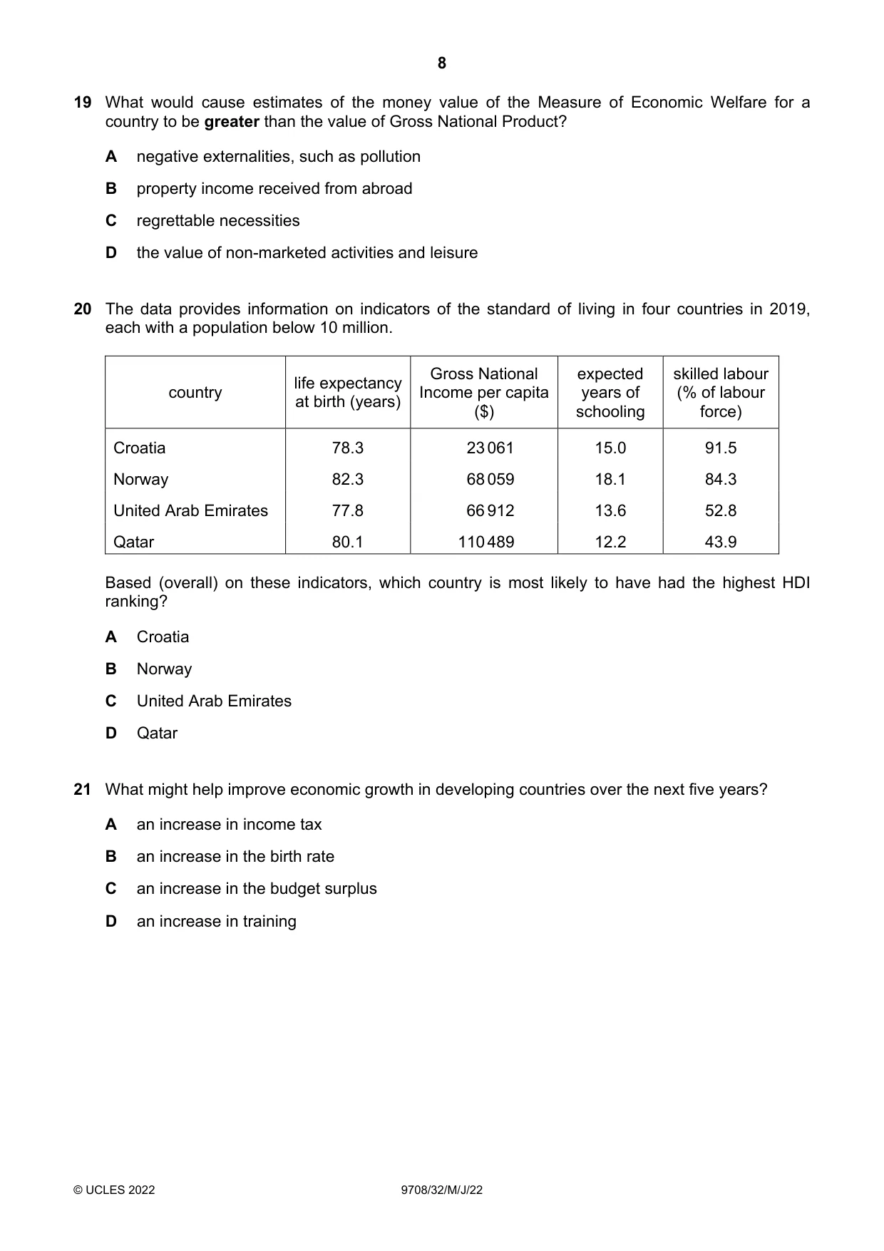 Cambridge A Level Economics 9708 2022 May/June Paper 3 · Variant 2 question paper, page 8 of 12