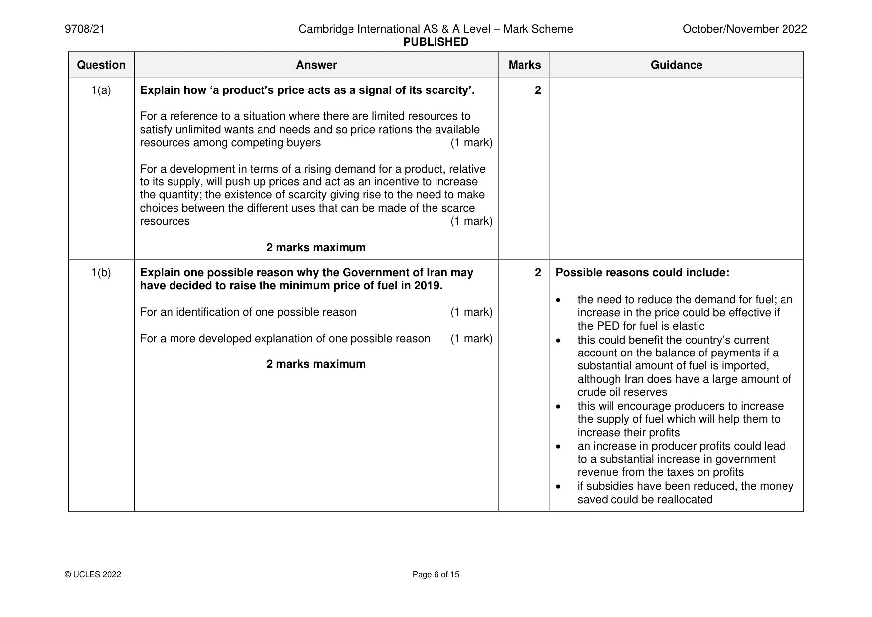 Mark scheme, page 6 of 15