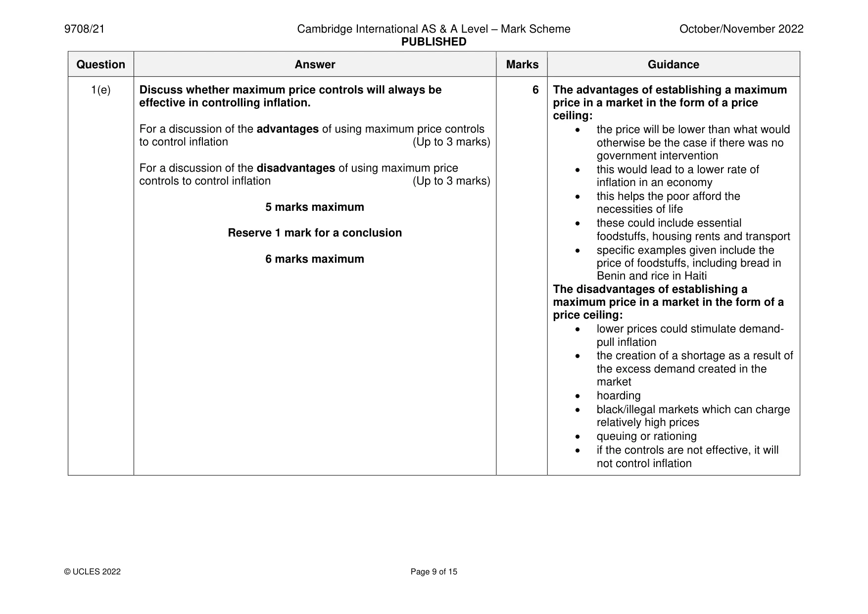 Mark scheme, page 9 of 15