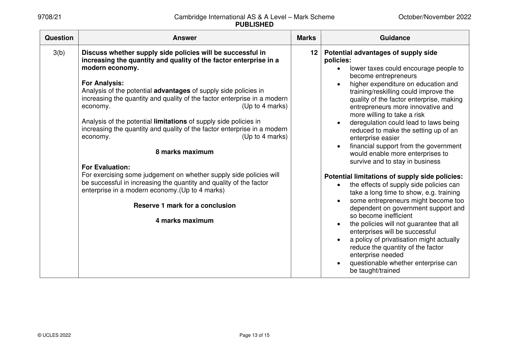 Mark scheme, page 13 of 15