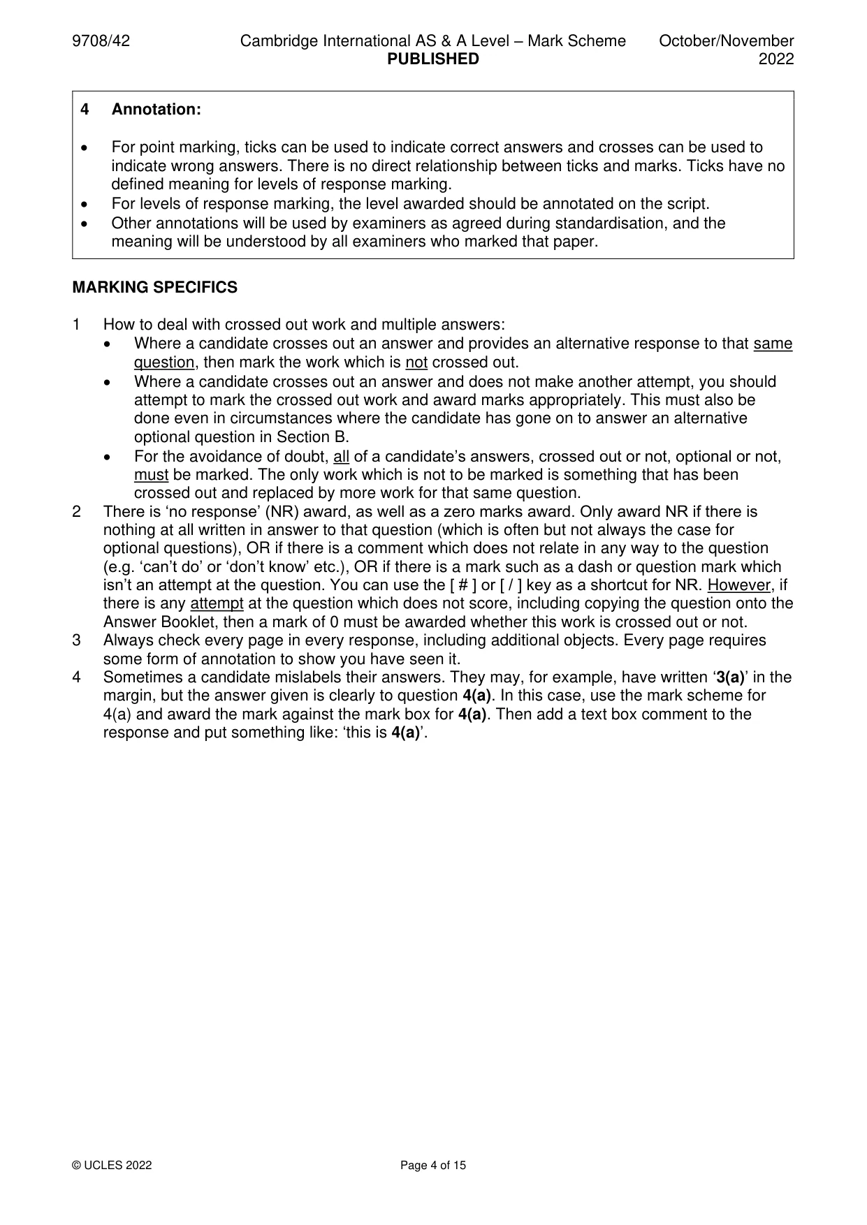 Mark scheme, page 4 of 15