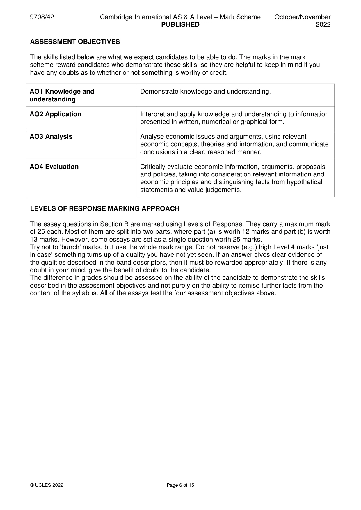 Mark scheme, page 6 of 15