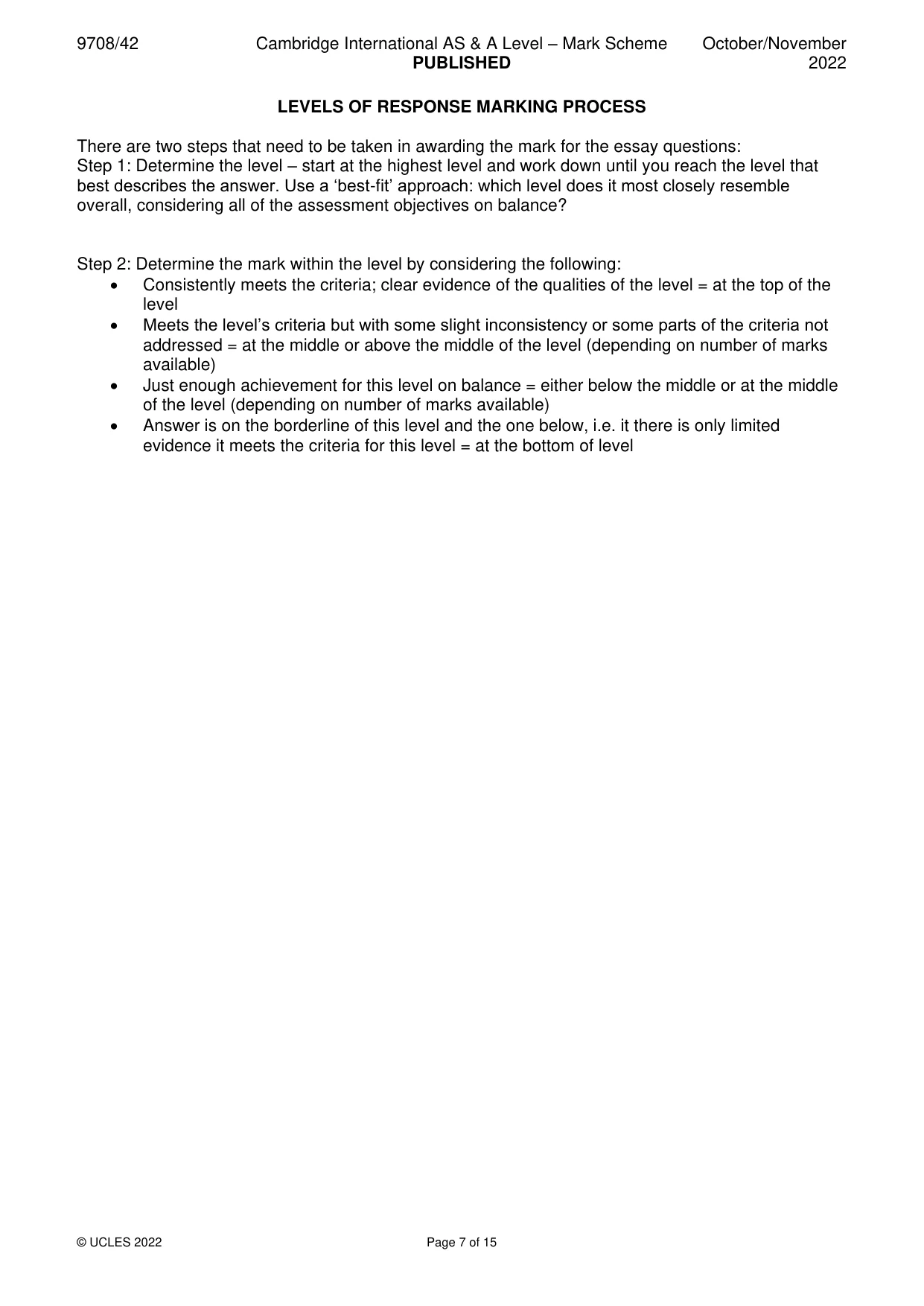Mark scheme, page 7 of 15