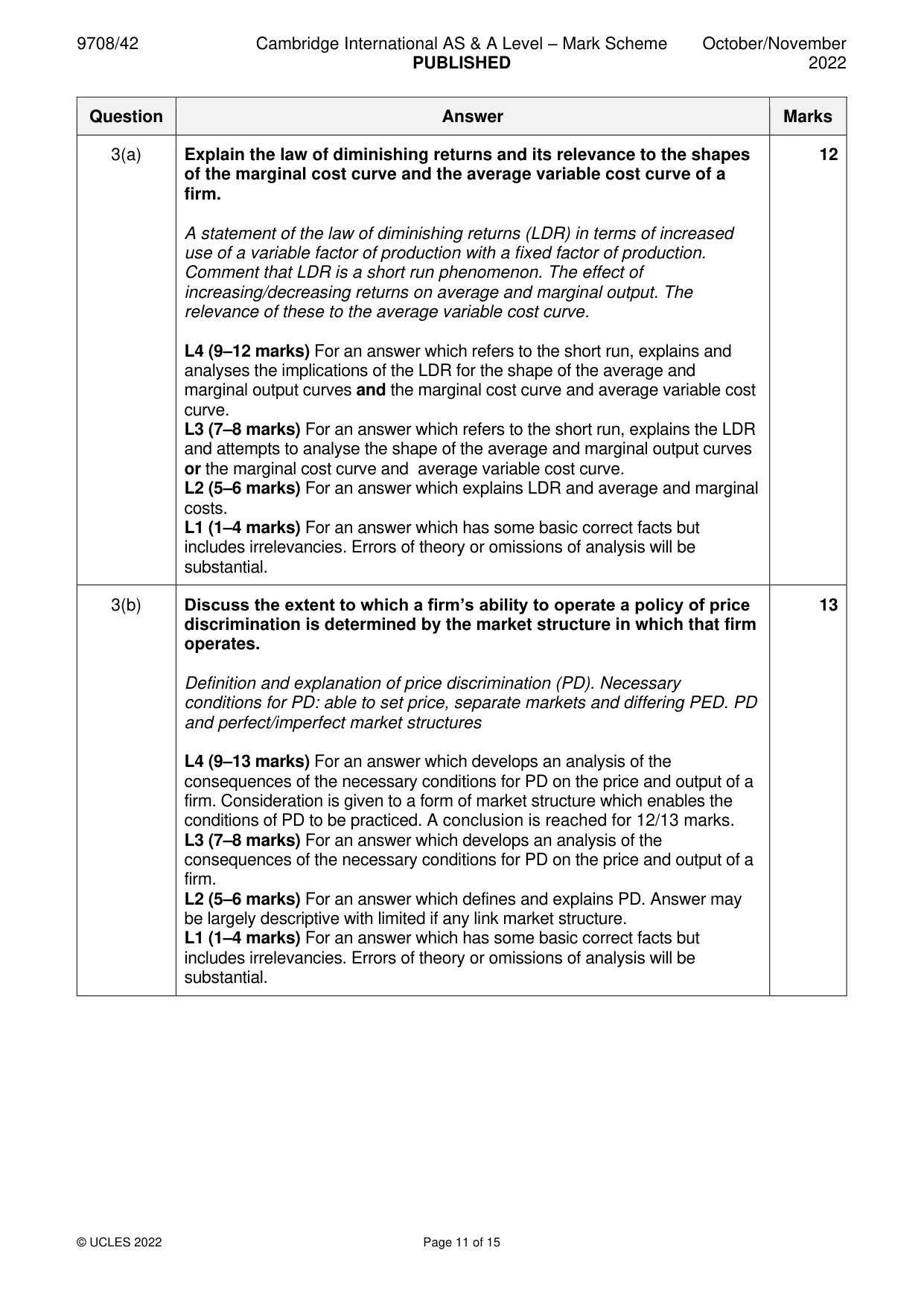 Mark scheme, page 11 of 15