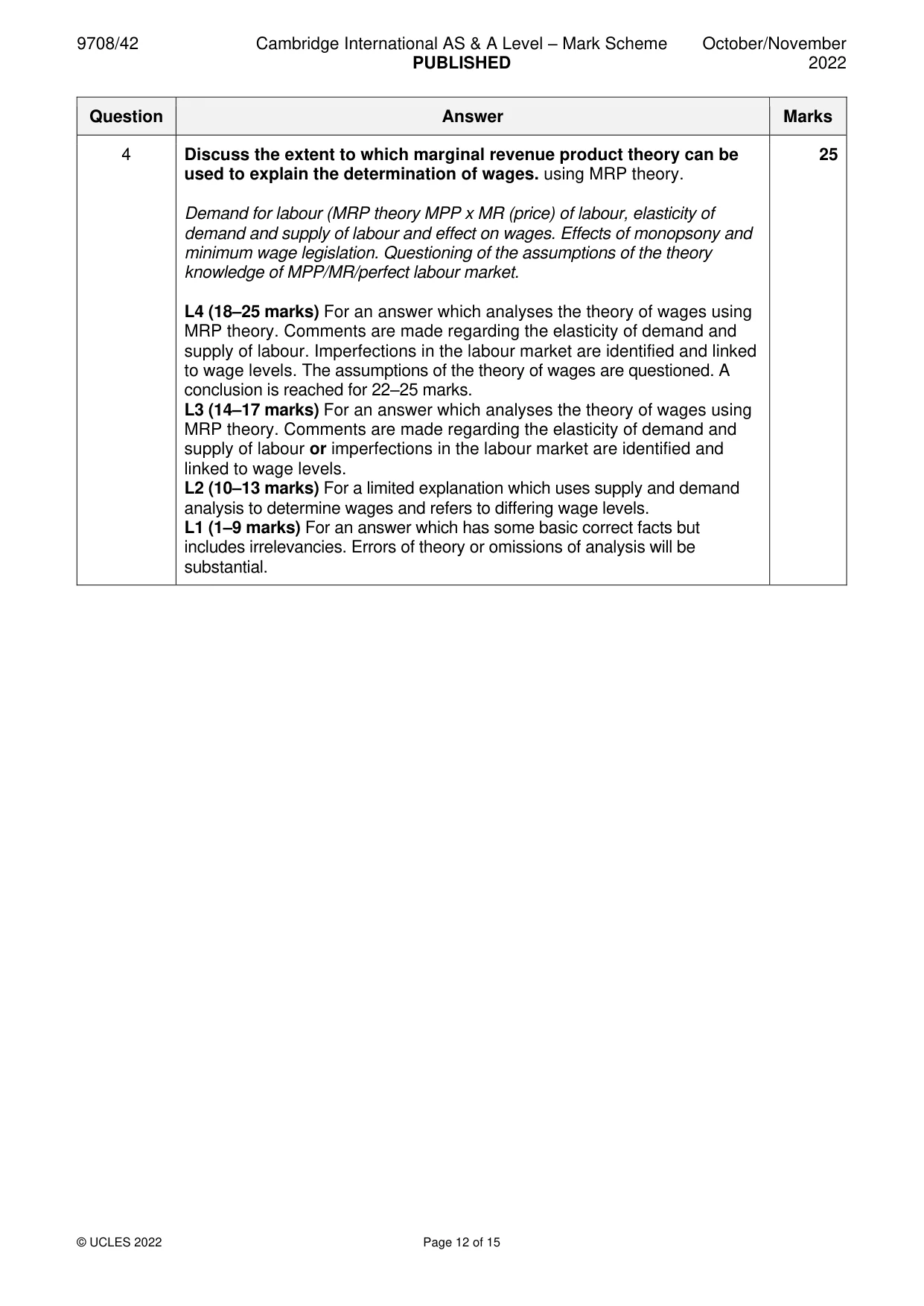 Mark scheme, page 12 of 15