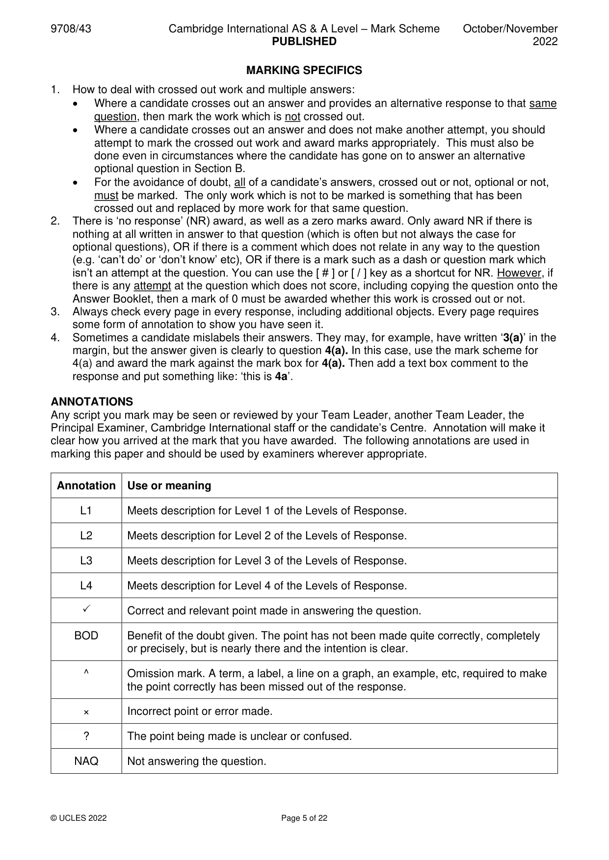 Mark scheme, page 5 of 22