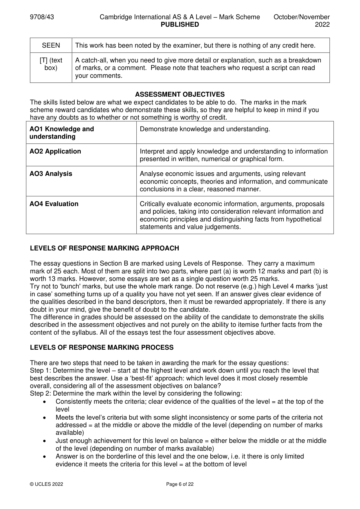 Mark scheme, page 6 of 22