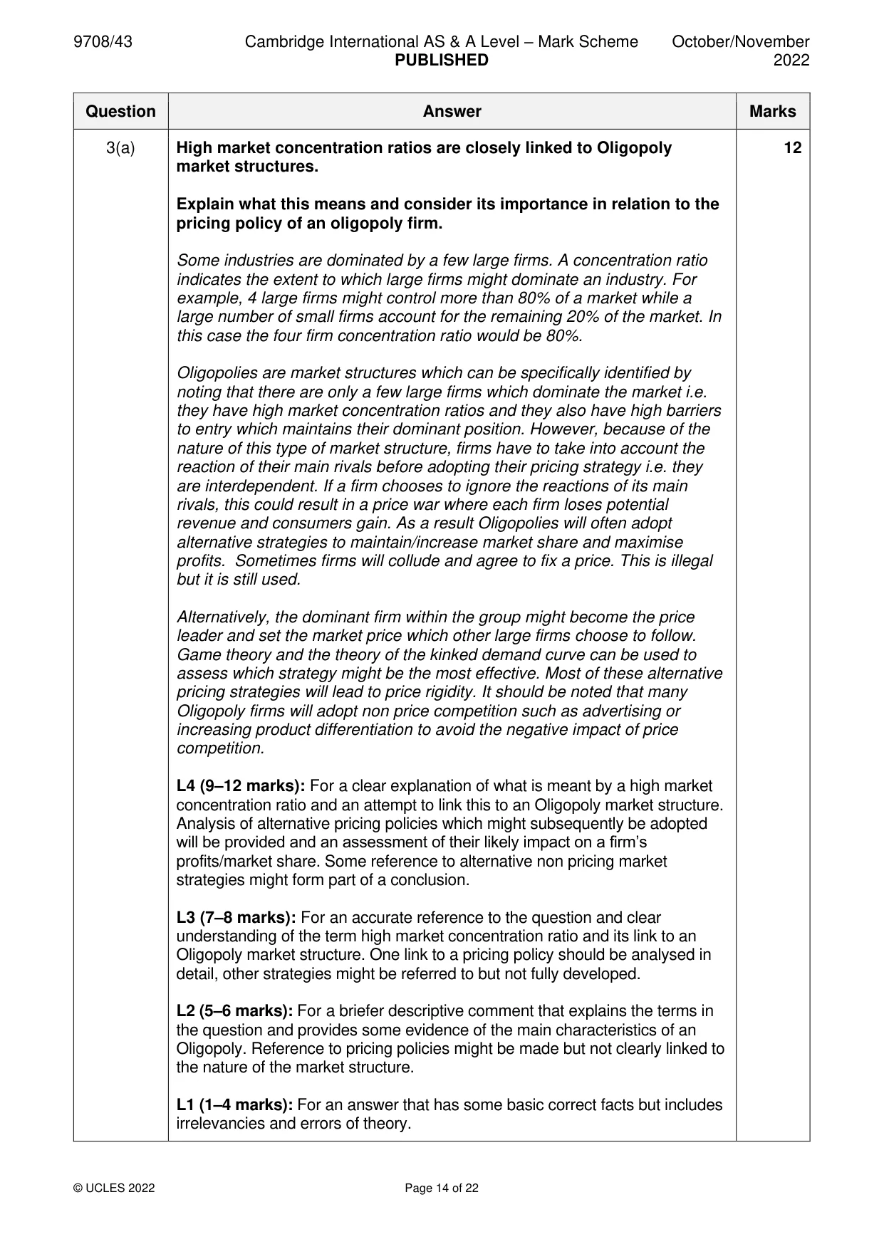 Mark scheme, page 14 of 22