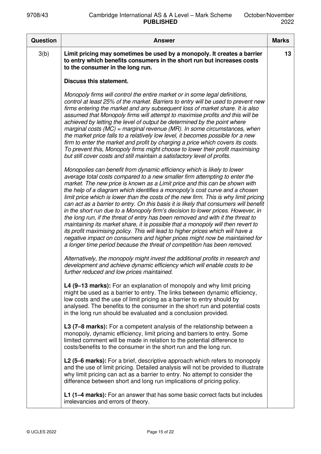 Mark scheme, page 15 of 22
