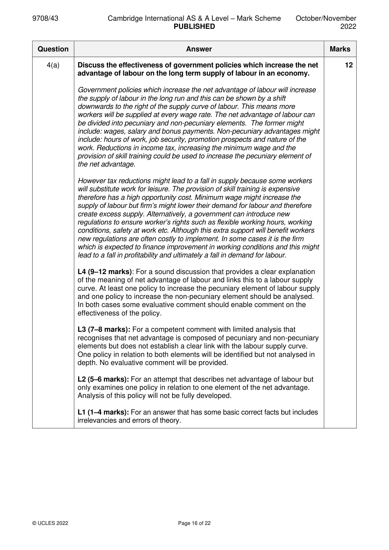 Mark scheme, page 16 of 22