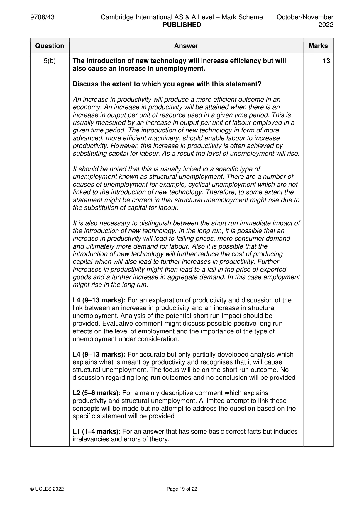 Mark scheme, page 19 of 22