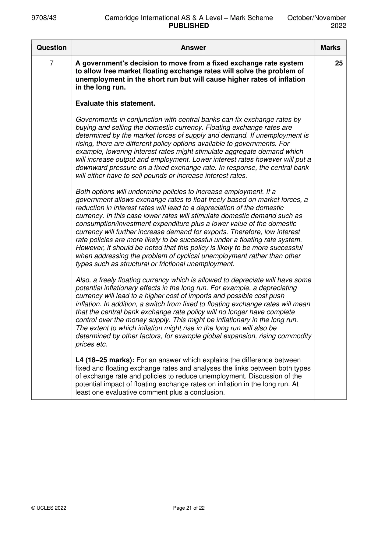 Mark scheme, page 21 of 22
