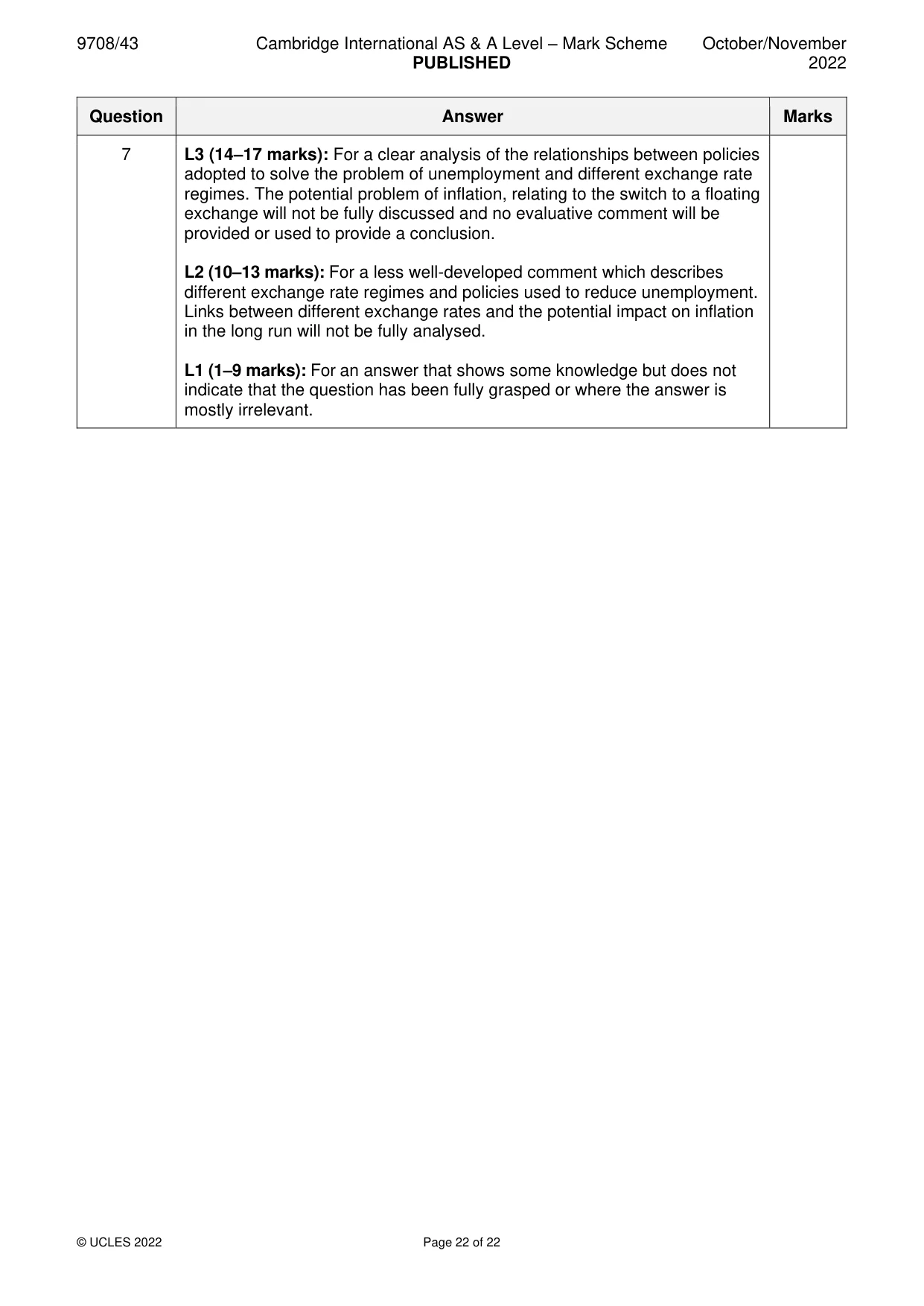 Mark scheme, page 22 of 22