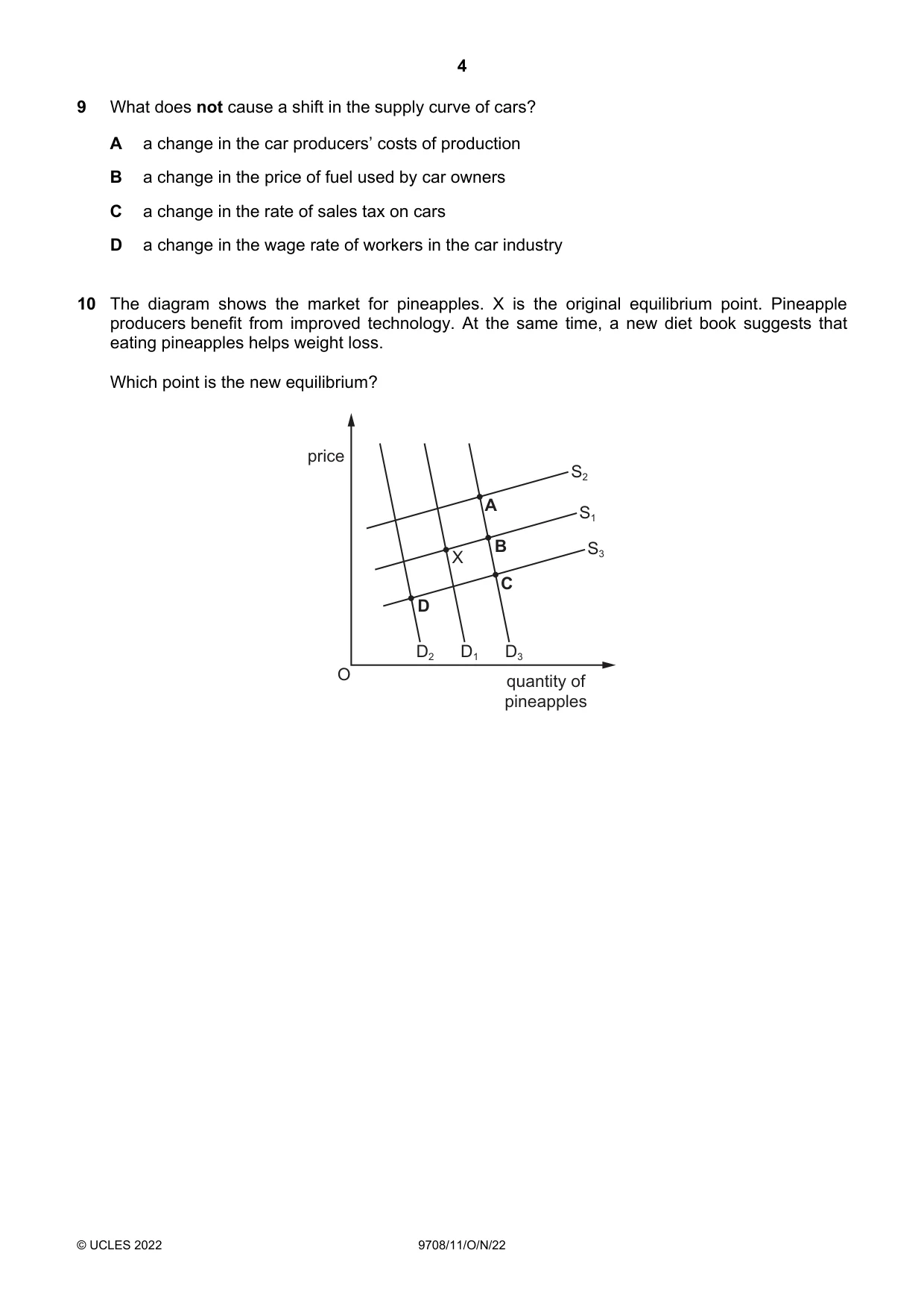 Cambridge A Level Economics 9708 2022 Oct/Nov Paper 1 · Variant 1 question paper, page 4 of 16