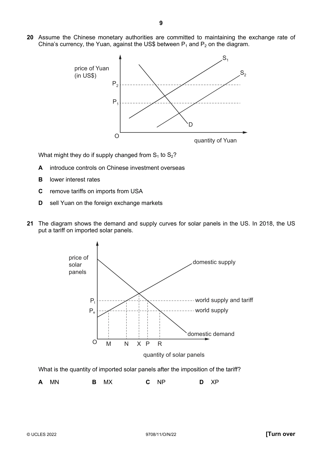 Cambridge A Level Economics 9708 2022 Oct/Nov Paper 1 · Variant 1 question paper, page 9 of 16