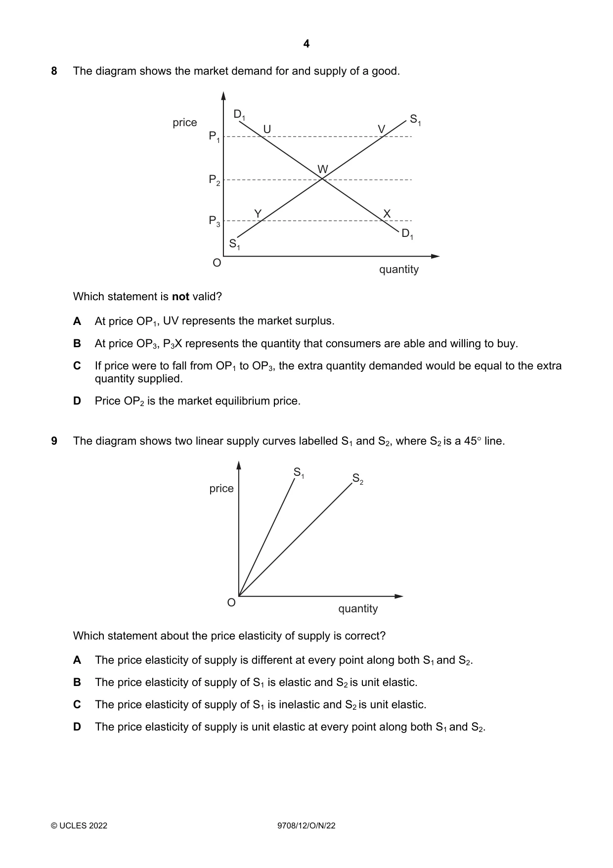 Cambridge A Level Economics 9708 2022 Oct/Nov Paper 1 · Variant 2 question paper, page 4 of 12