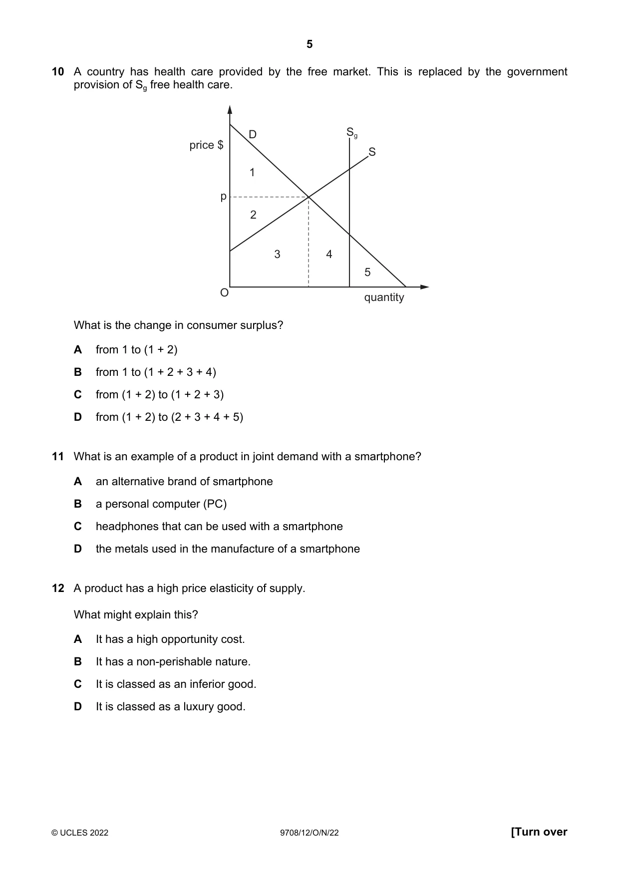 Cambridge A Level Economics 9708 2022 Oct/Nov Paper 1 · Variant 2 question paper, page 5 of 12