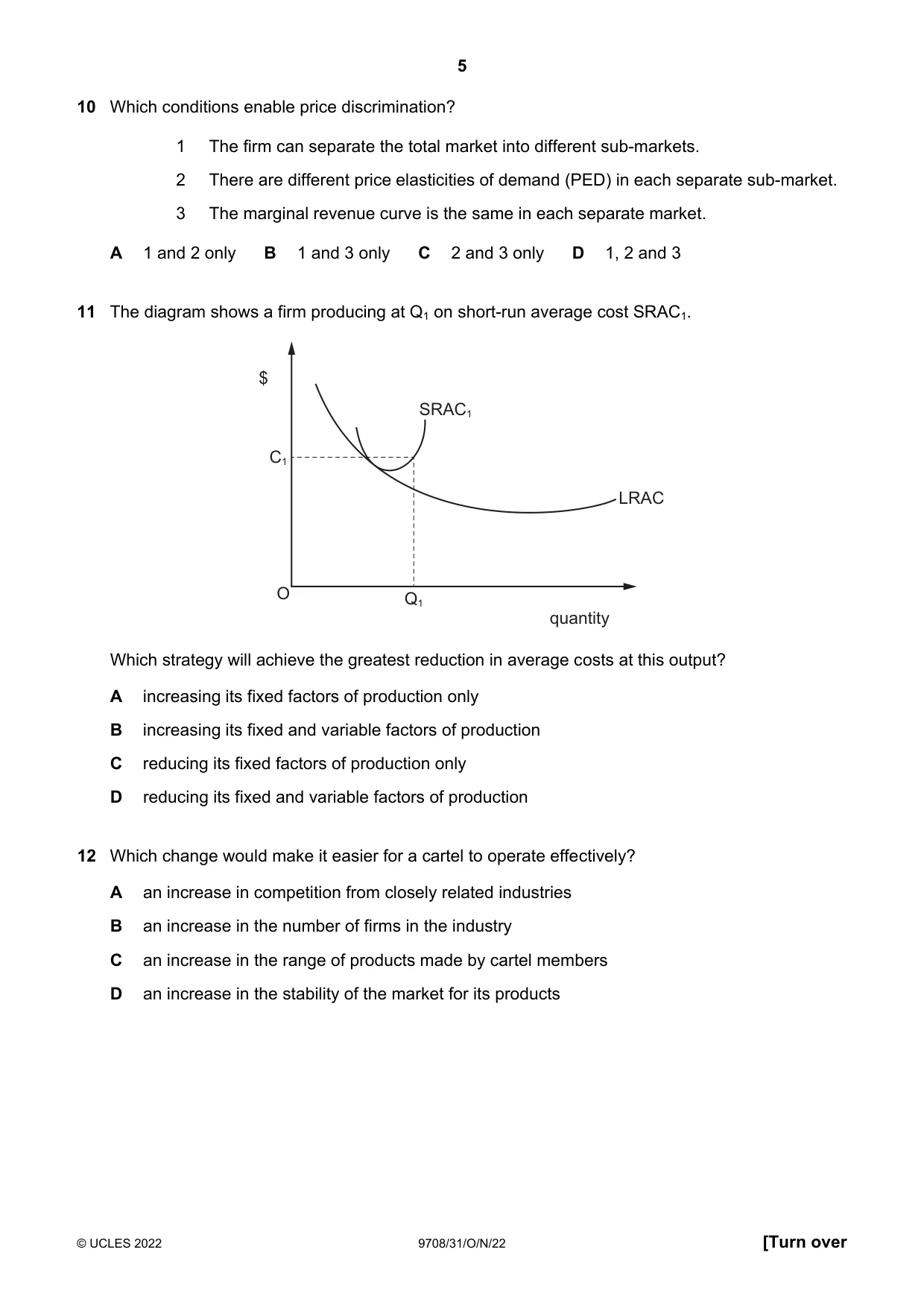 Cambridge A Level Economics 9708 2022 Oct/Nov Paper 3 · Variant 1 question paper, page 5 of 12