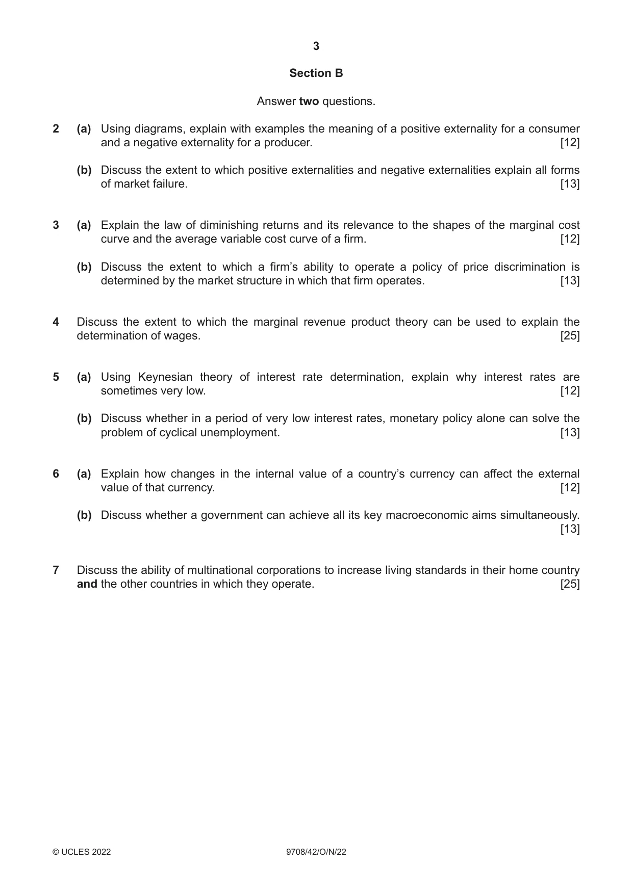 Cambridge A Level Economics 9708 2022 Oct/Nov Paper 4 · Variant 2 question paper, page 3 of 4