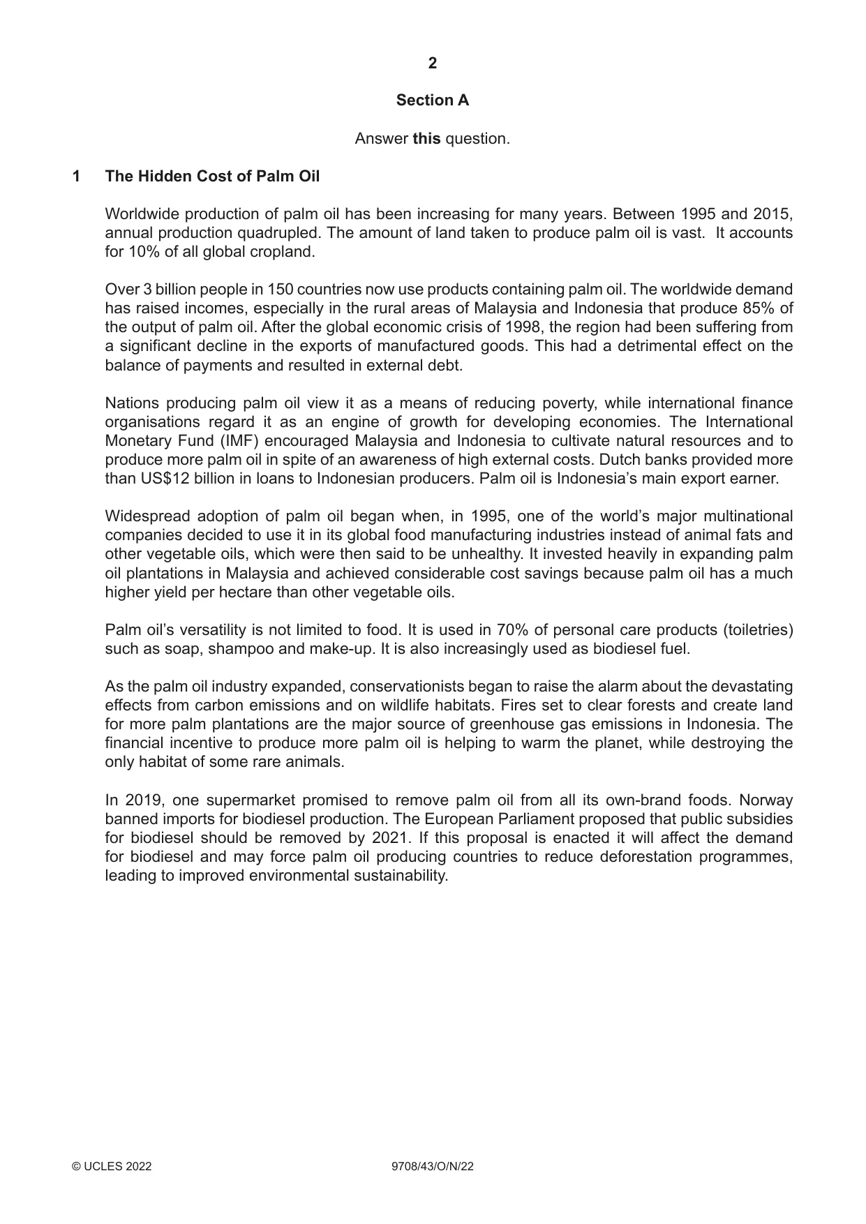 Cambridge A Level Economics 9708 2022 Oct/Nov Paper 4 · Variant 3 question paper, page 2 of 4